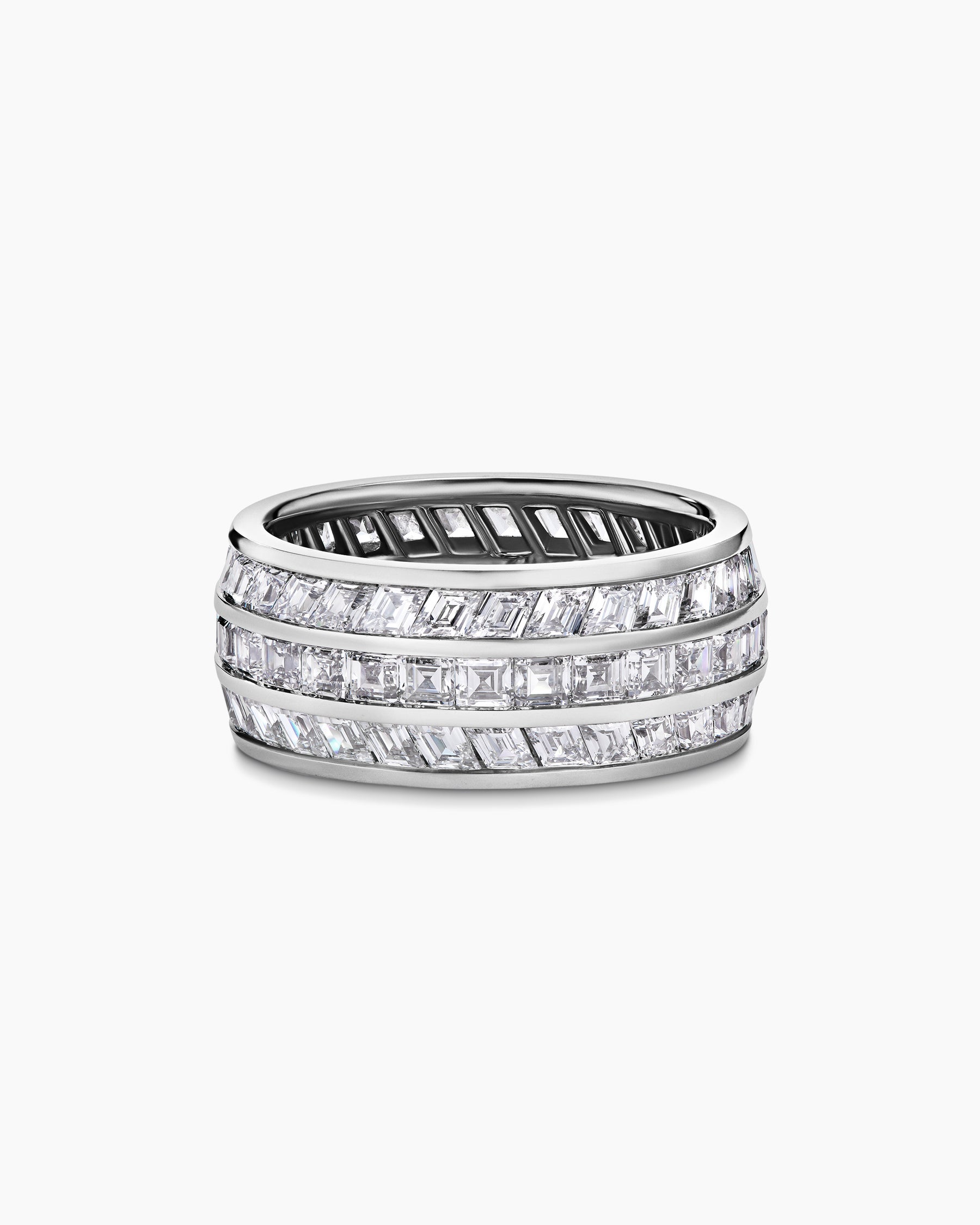 Deco Stone Band Ring in Platinum with Diamonds
