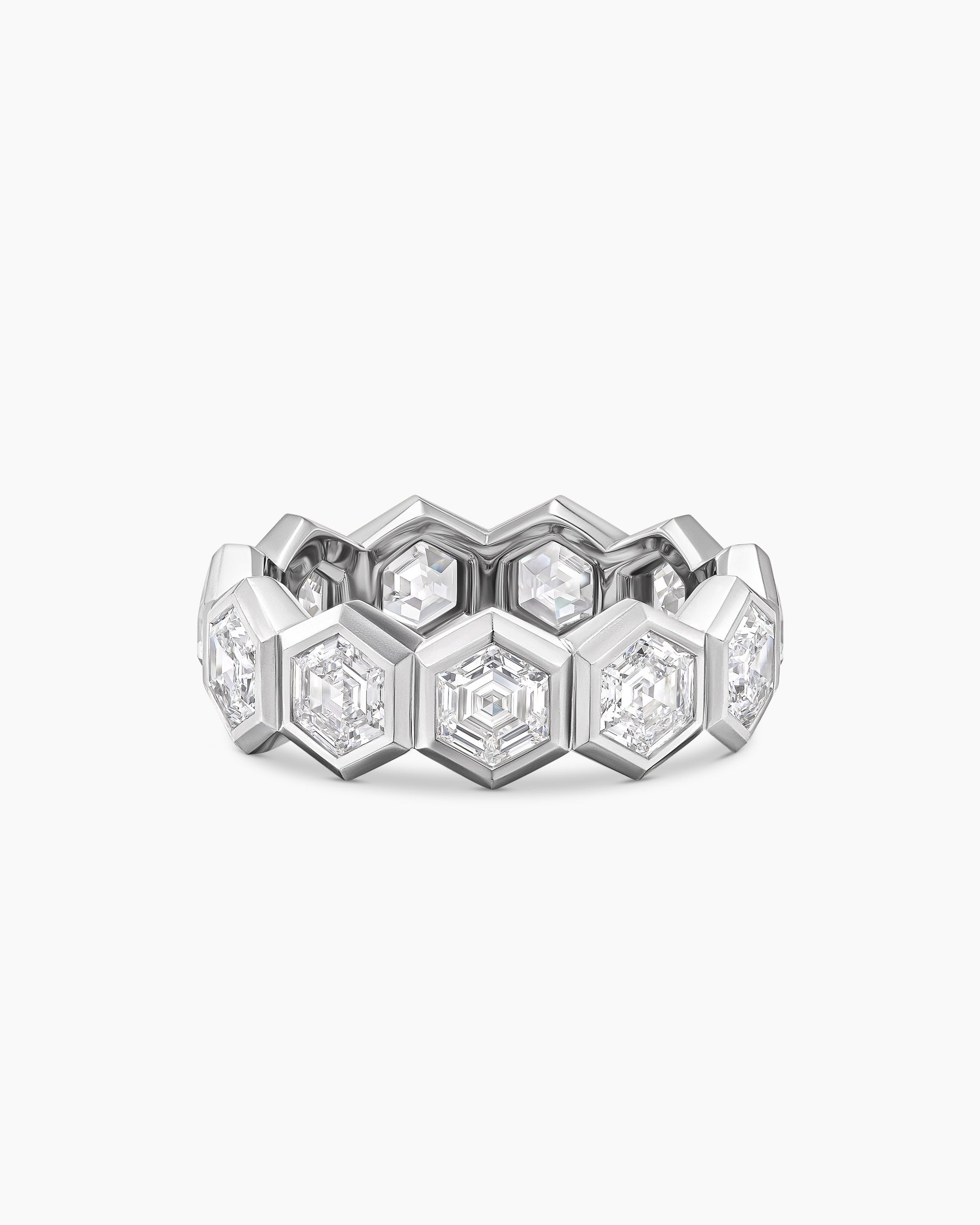 Hex Eternity Band Ring in Platinum with Diamonds