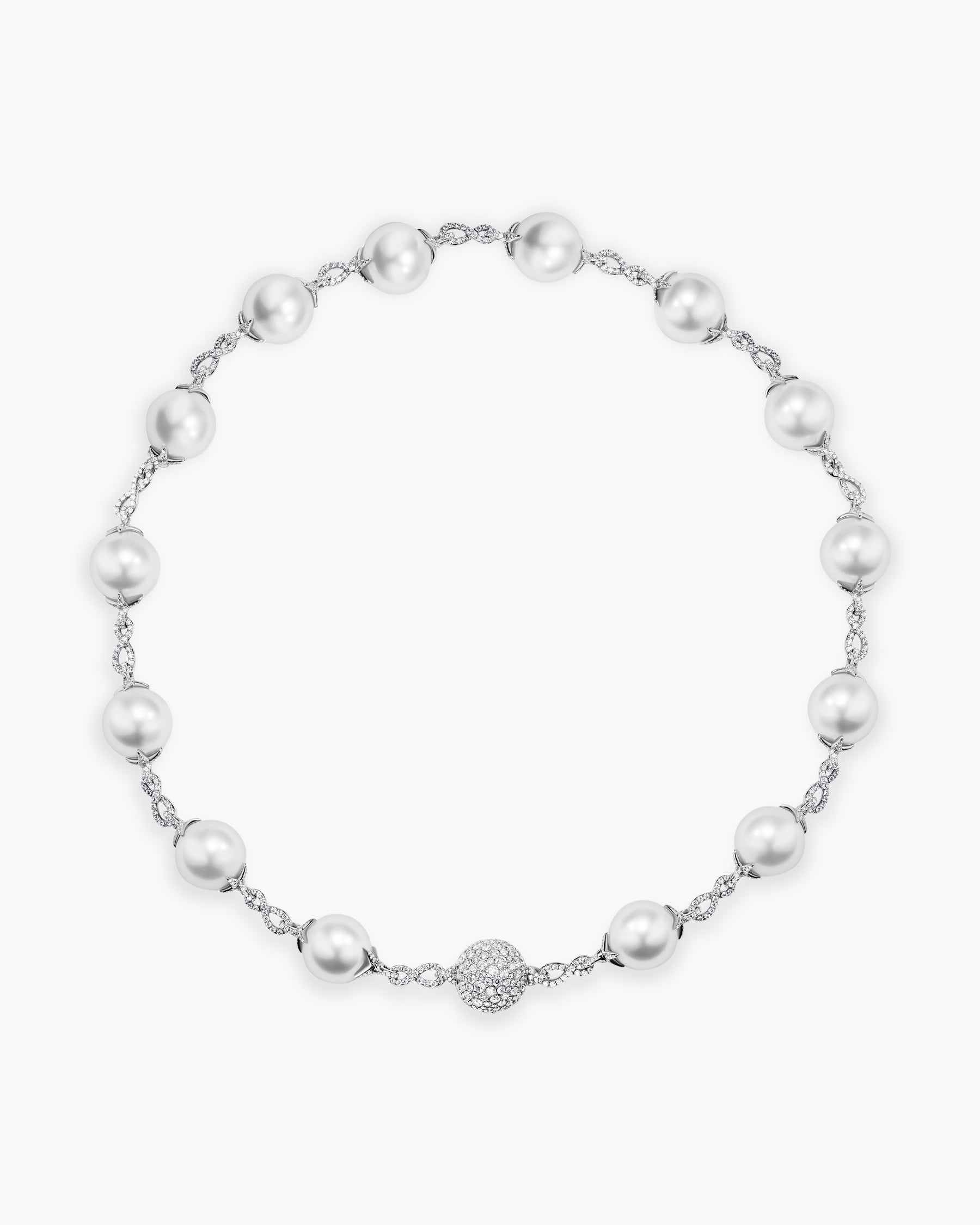 DY Lumina South Sea White Pearl Classic Necklace in White Gold with Diamonds