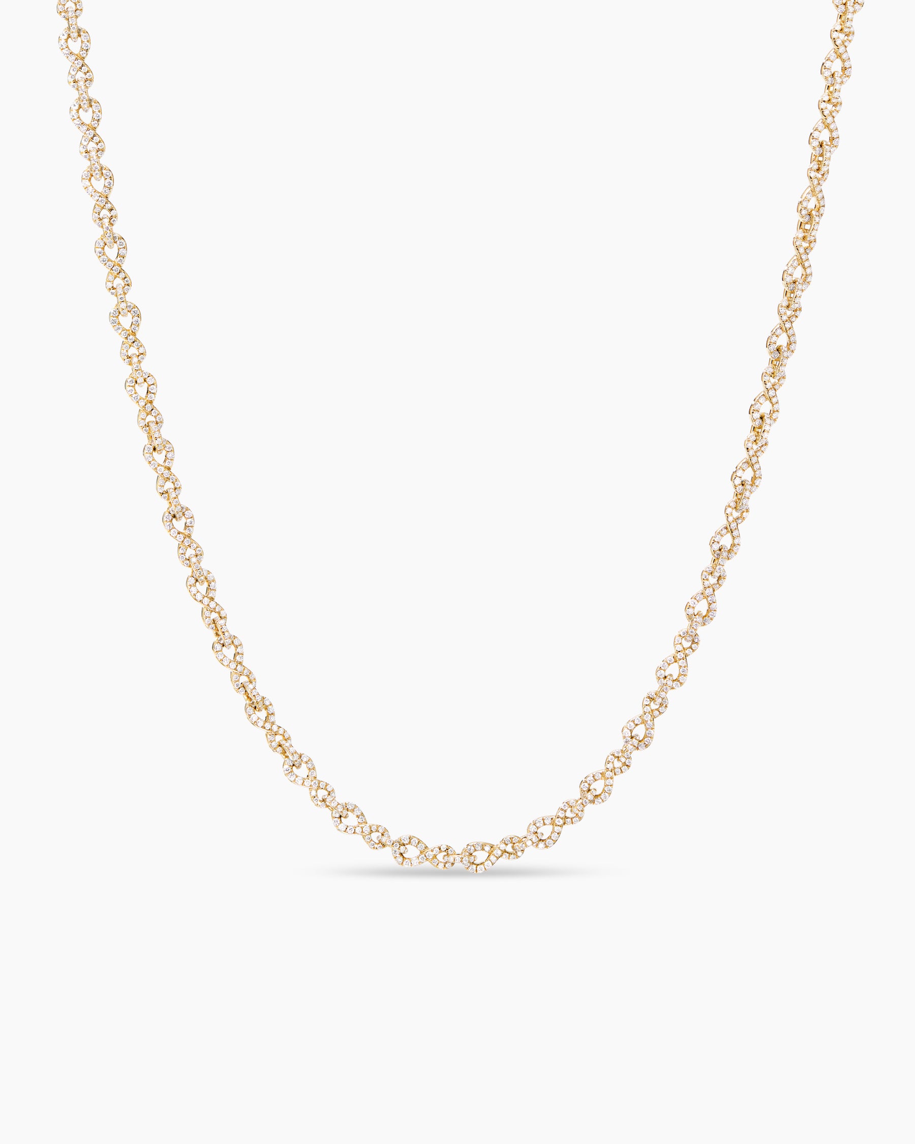 Pavé Infinity Twist Chain Necklace in Yellow Gold with Diamonds