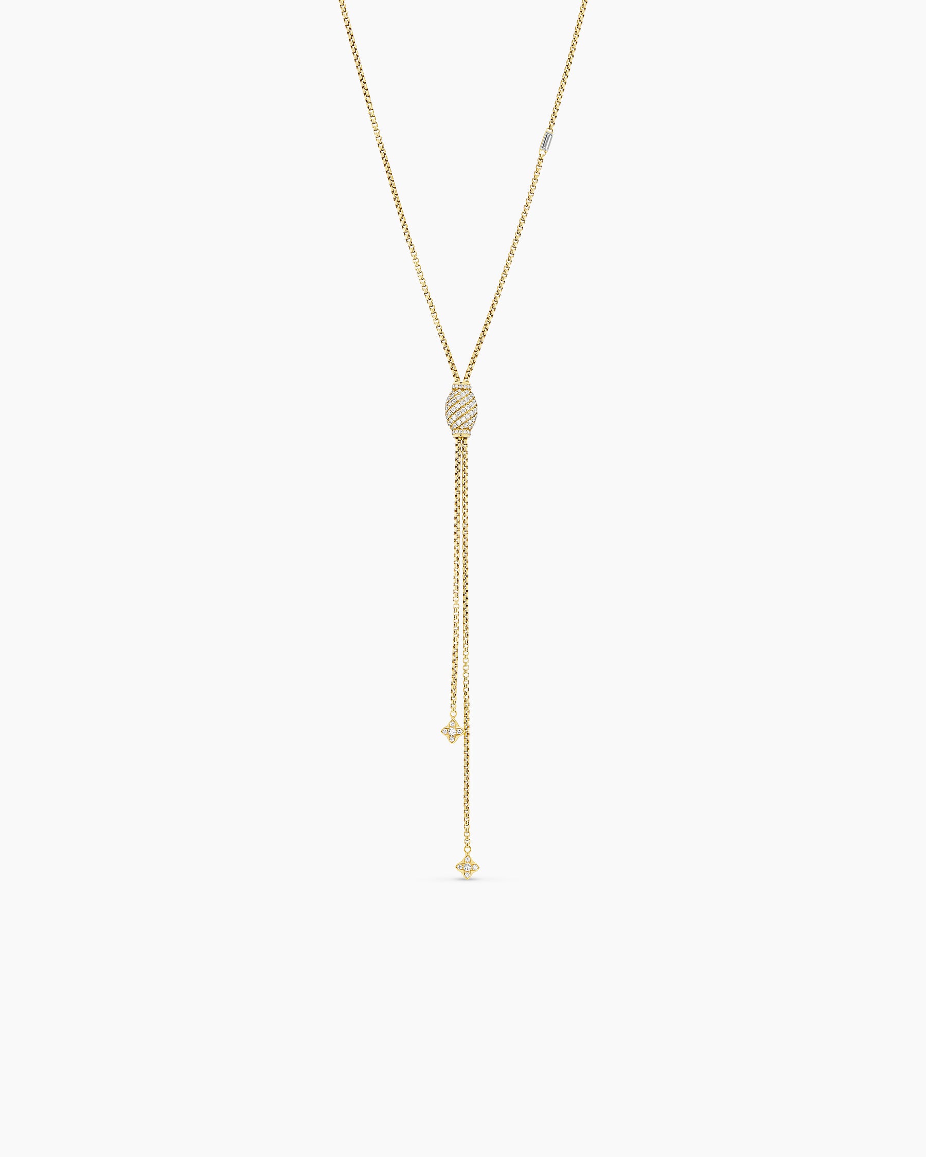 Pavé Chain Cable Slider Chain Necklace in Yellow Gold with Diamonds