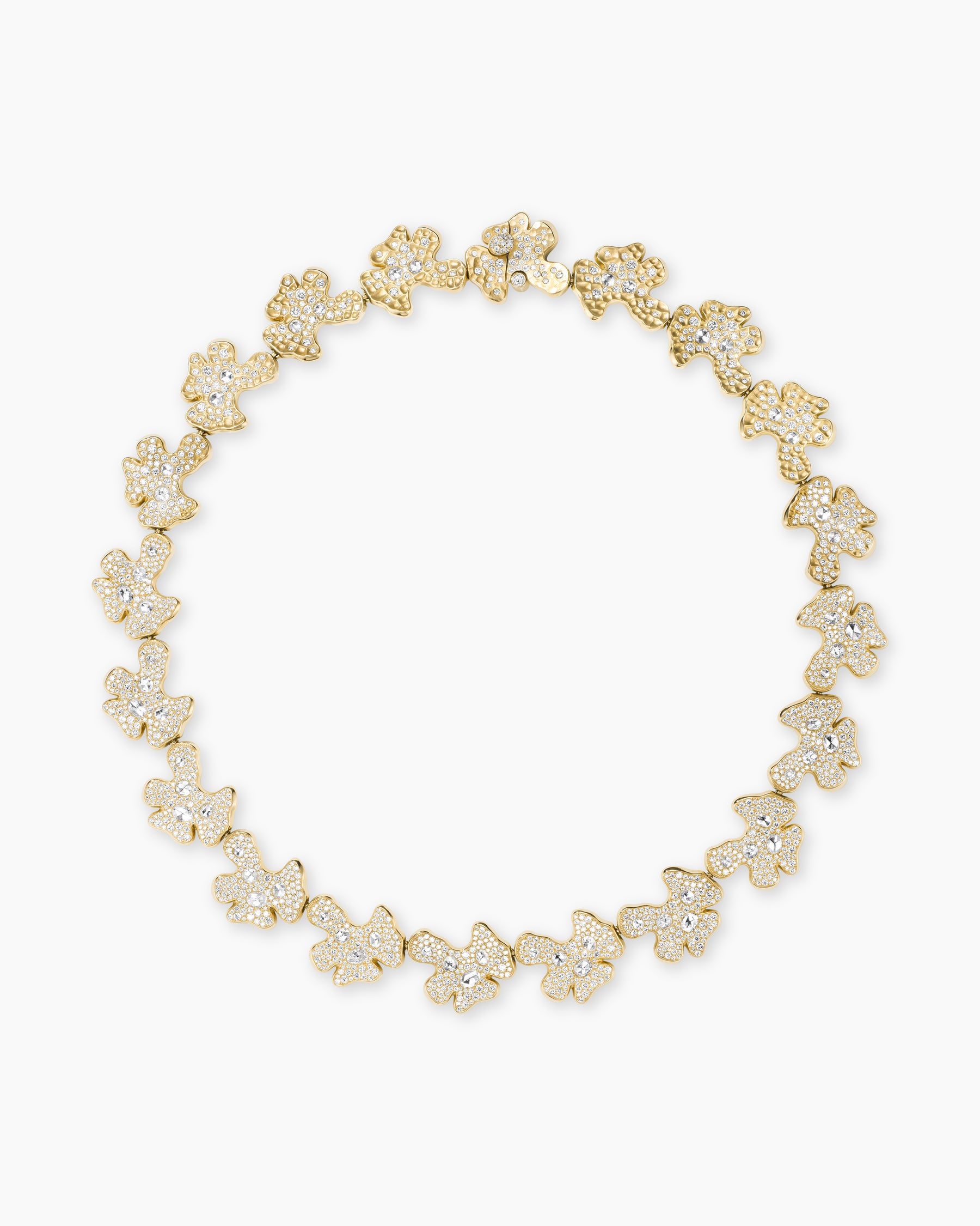 Petals Single Row Necklace in Gold with Diamonds