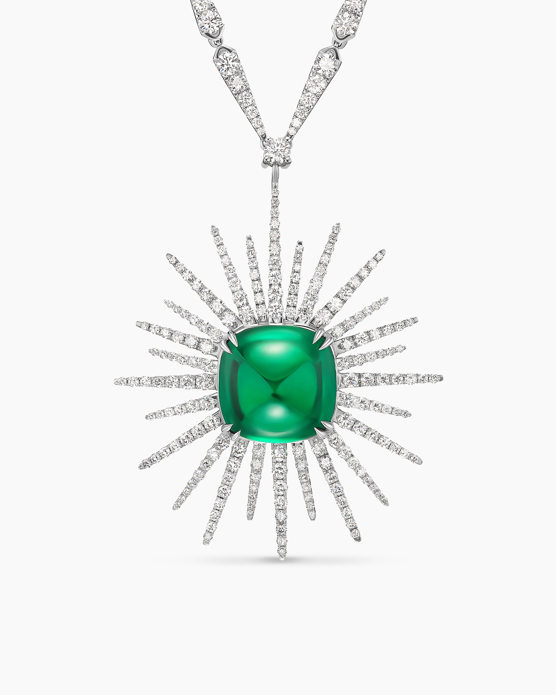 Starburst Star Pendant Necklace in White Gold with Diamonds