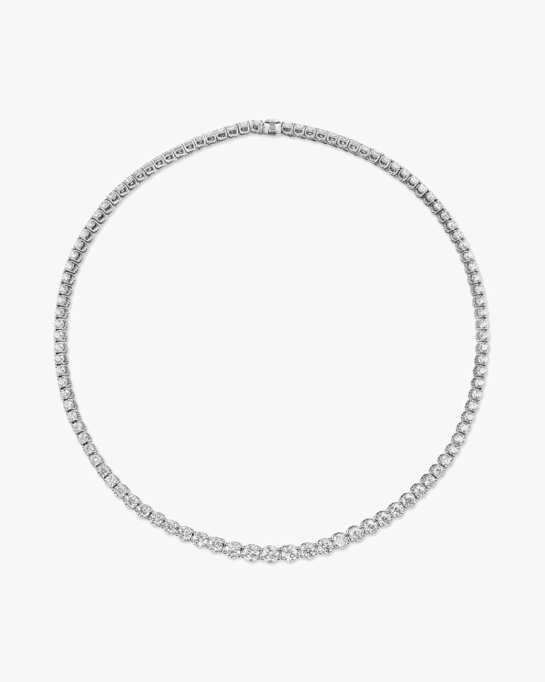 Tapered Tennis Necklace in White Gold with Diamonds