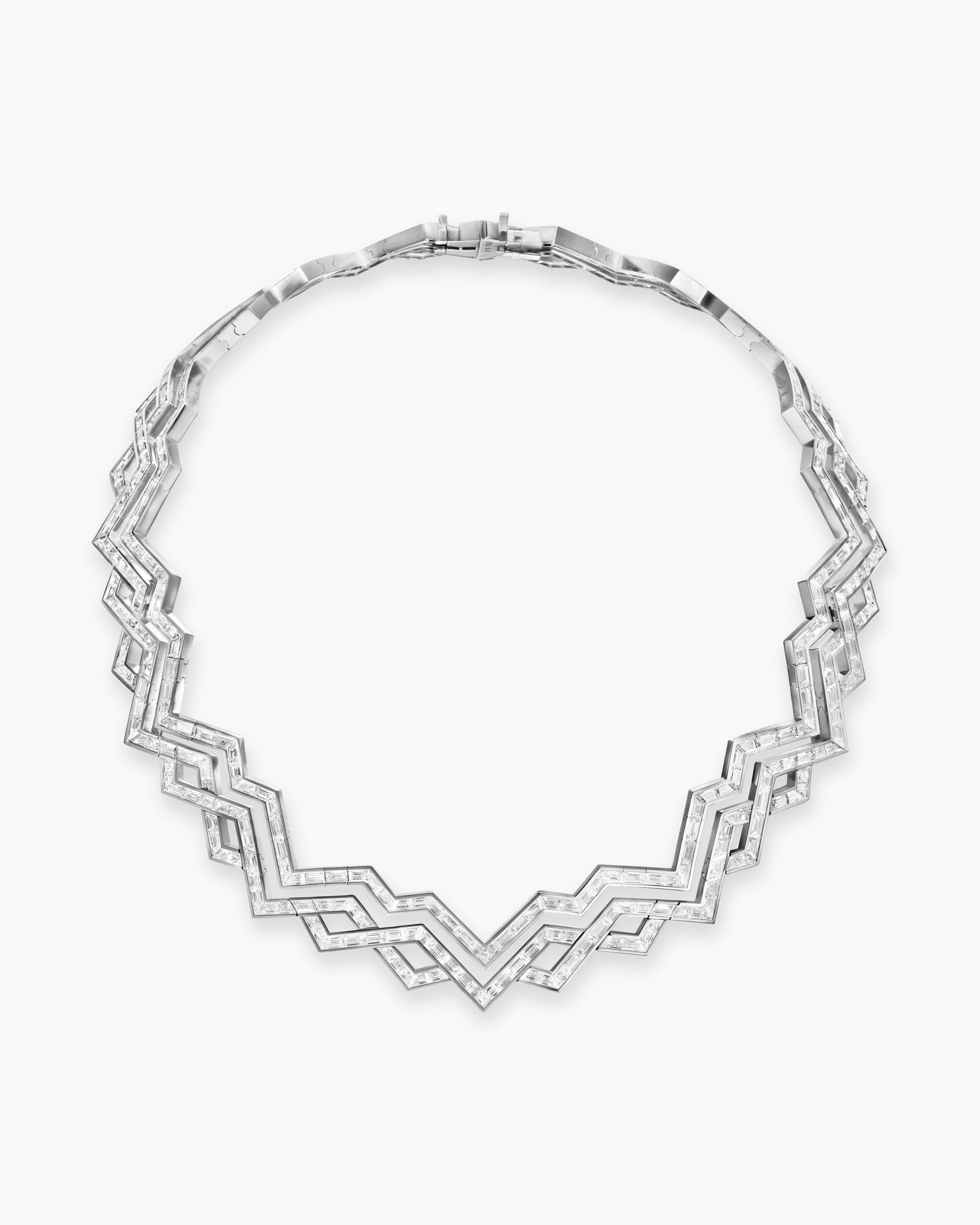 Stax Zig Zag Necklace in White Gold with Diamonds