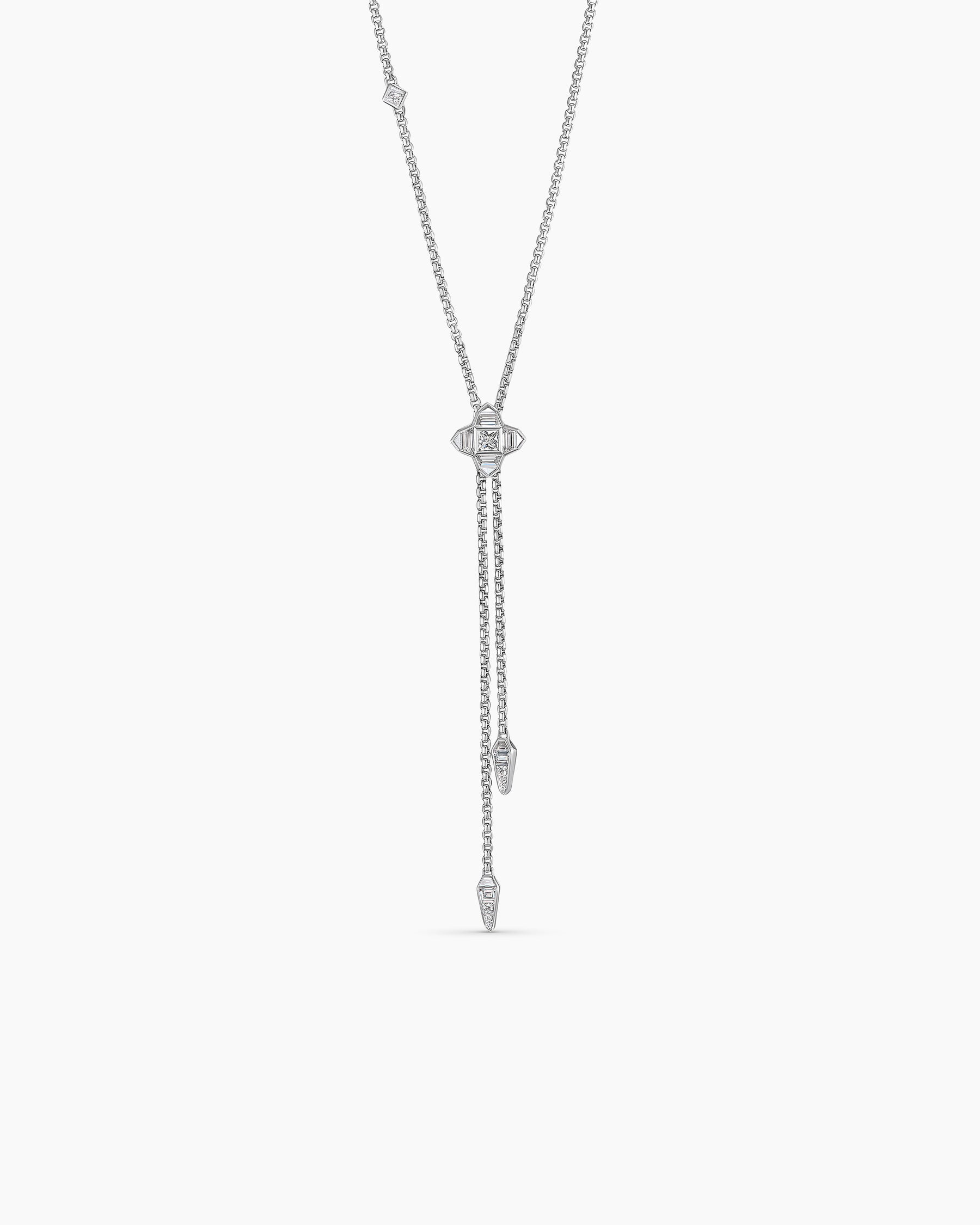 Pavé Chain Diamond Slider Necklace in White Gold