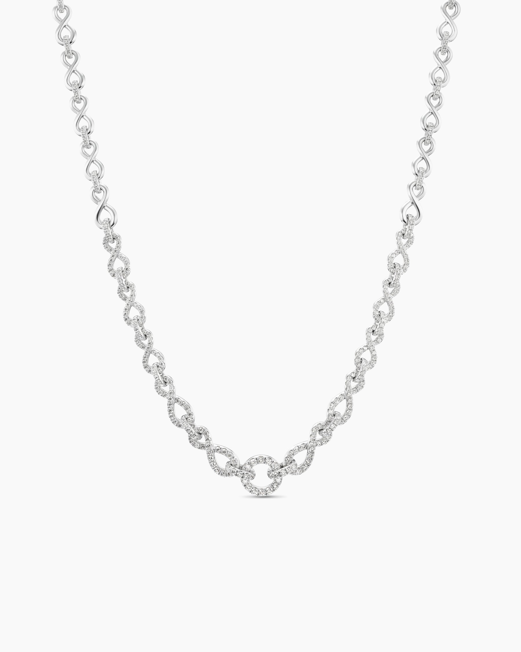 Pavé Continuance Chain Necklace in White Gold with Diamonds
