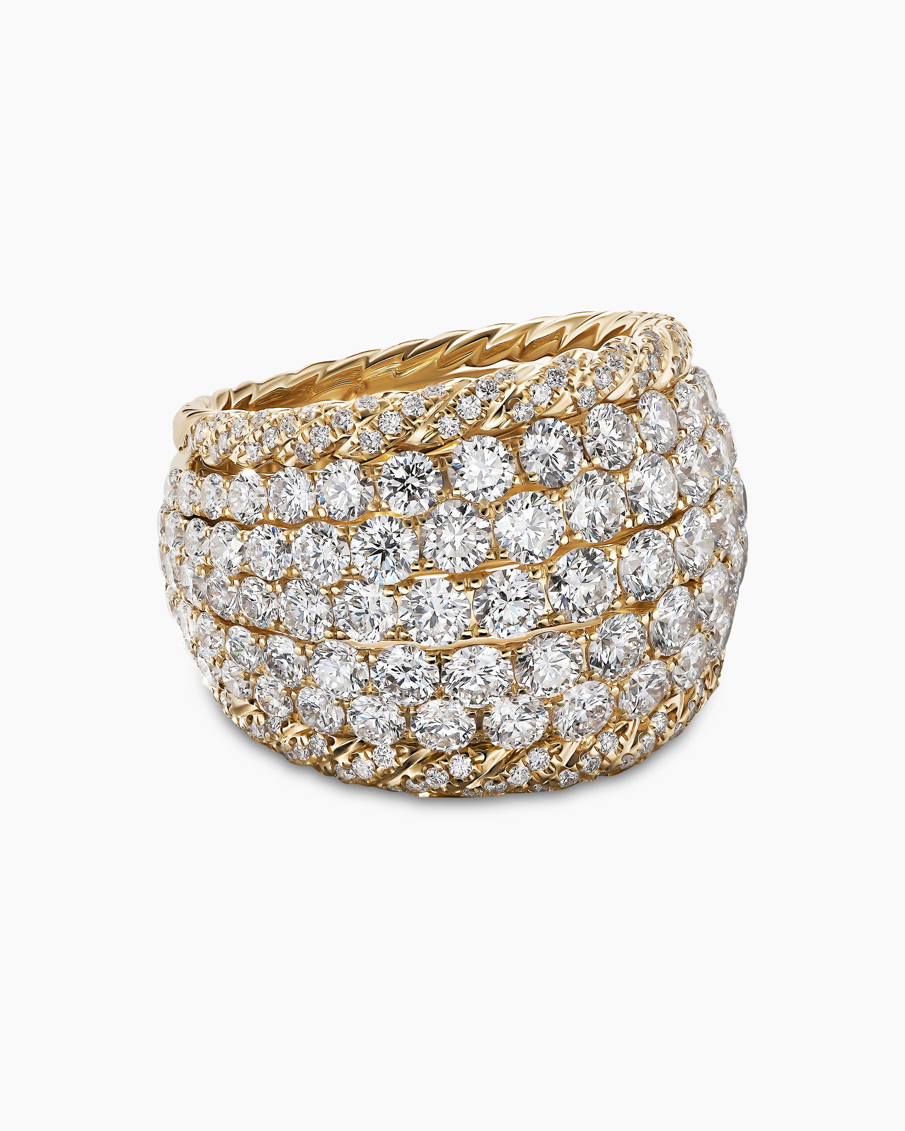 Alternative view of Floating Diamonds Dome Ring in Yellow Gold