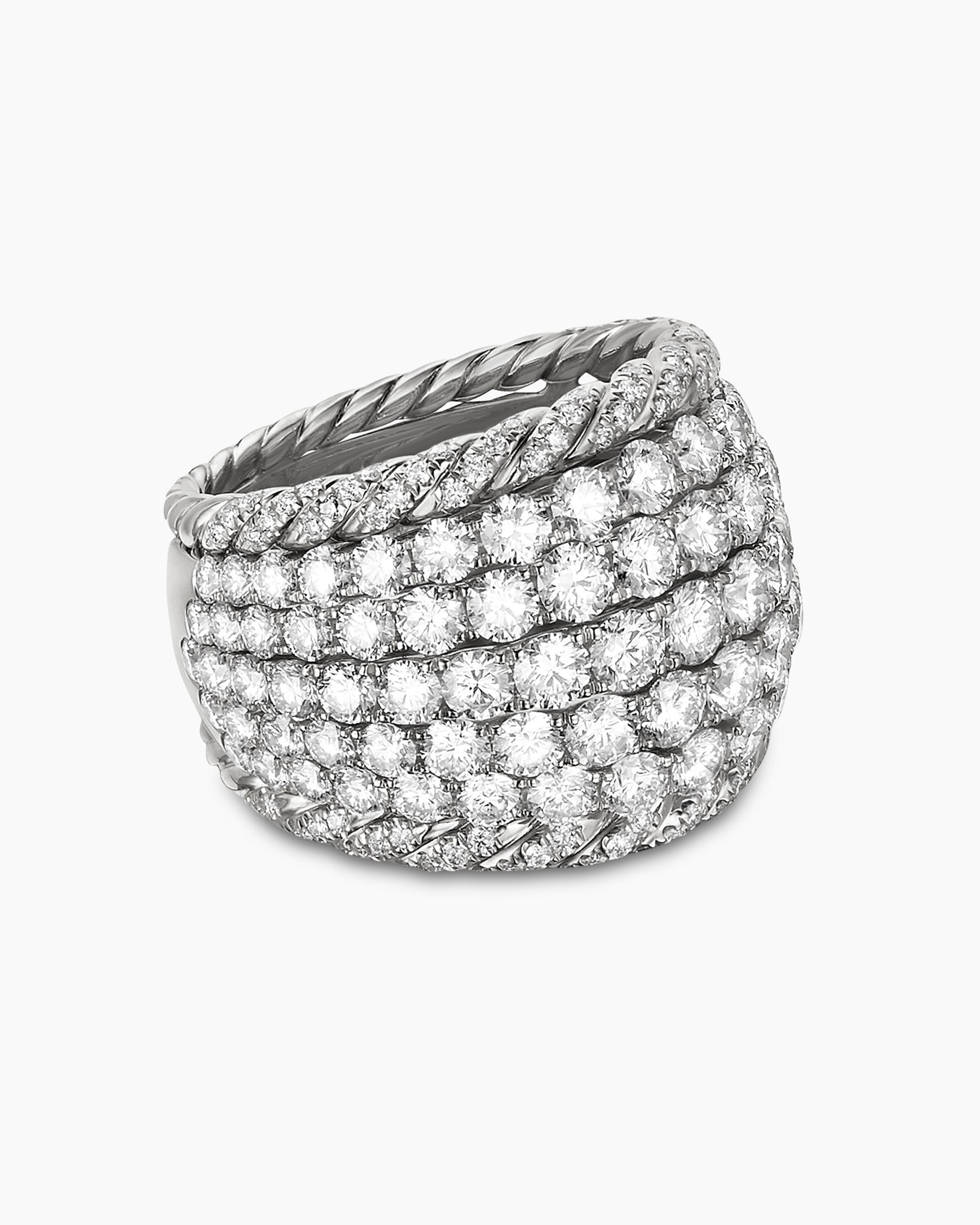 Floating Diamonds Dome Ring in White Gold