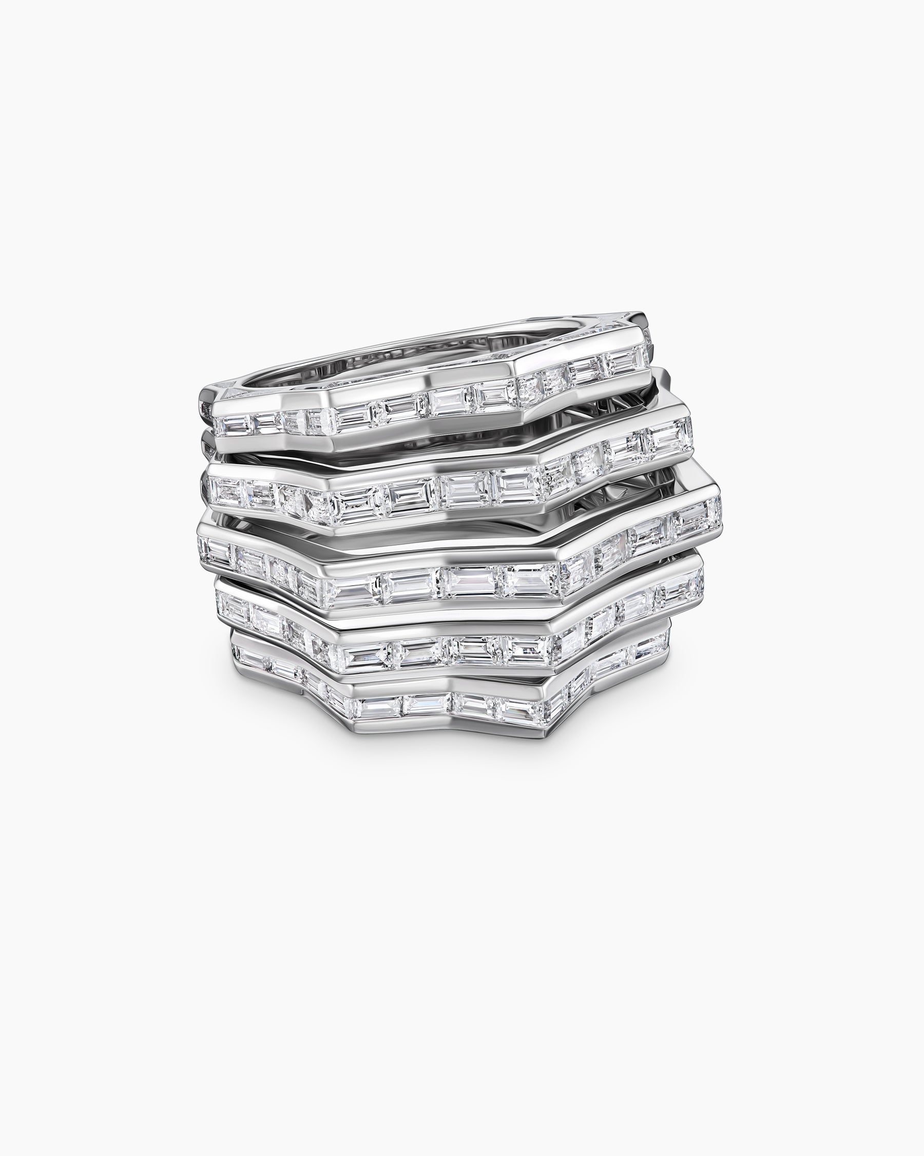 Stax Multi Row Ring in White Gold with Diamonds