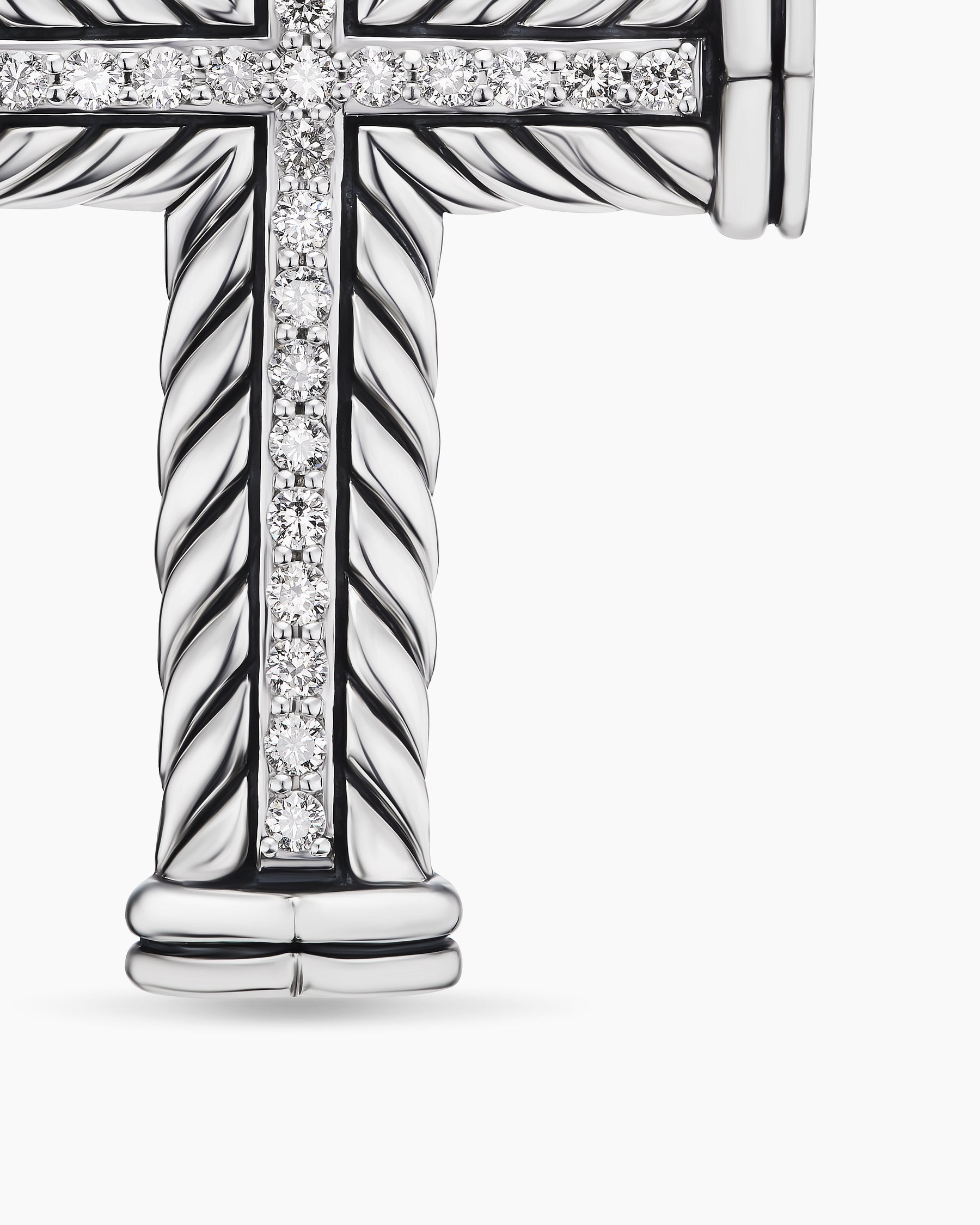 Chevron Cross Pendant in Sterling Silver with Diamonds, 41.5mm - Image 5