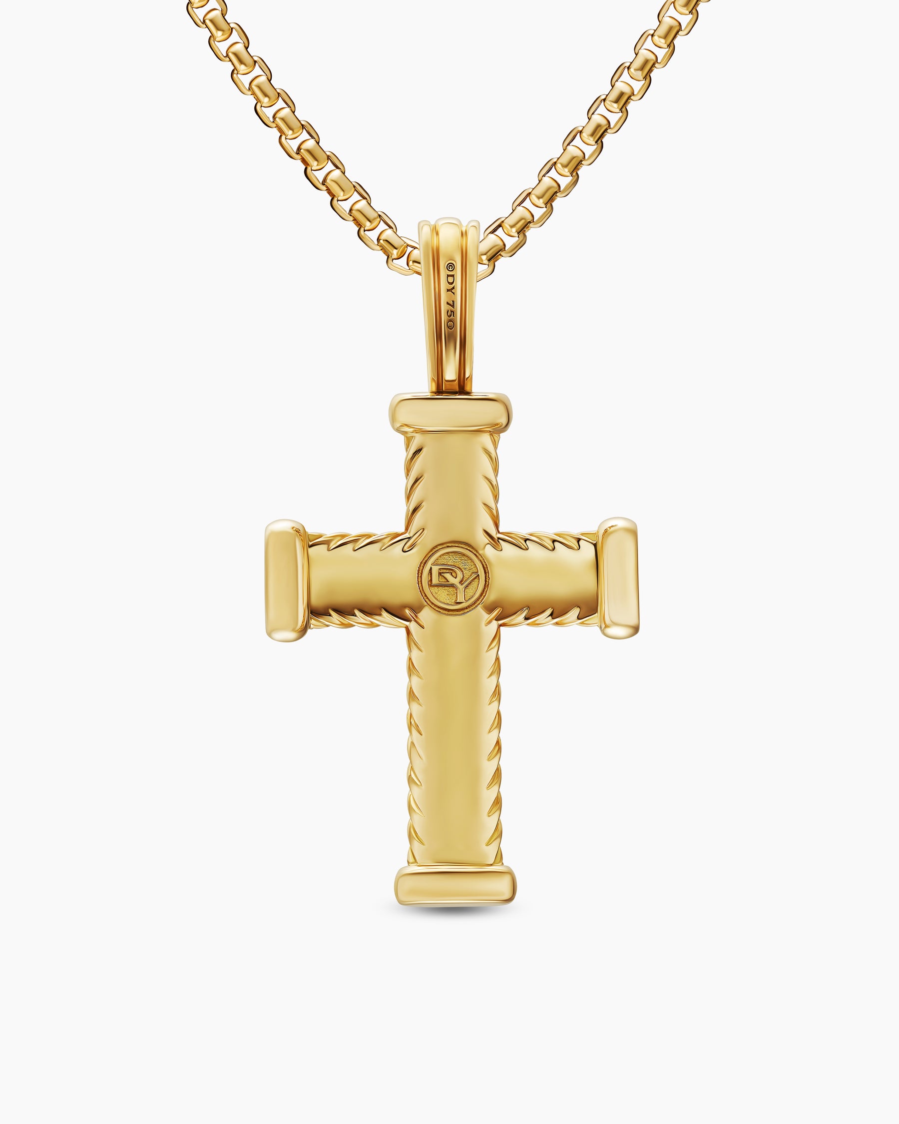 Chevron Cross Pendant in 18K Yellow Gold with Diamonds, 33mm - Image 4