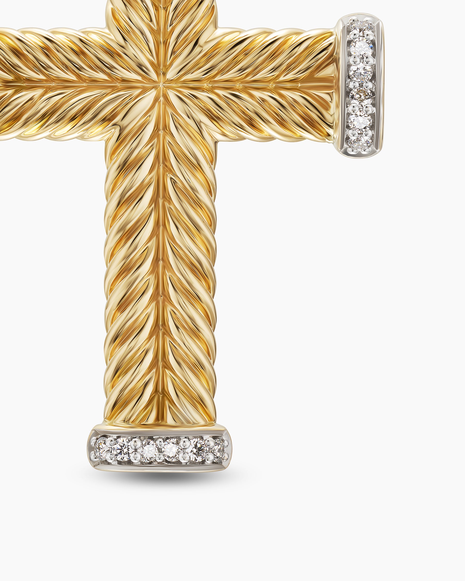 Chevron Cross Pendant in 18K Yellow Gold with Diamonds, 33mm - Image 5