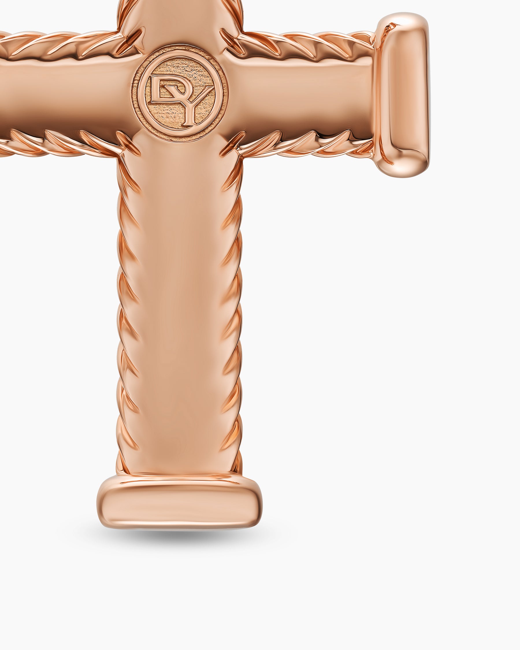 Chevron Cross Pendant in 18K Rose Gold with Cognac Diamonds, 33mm - Image 6