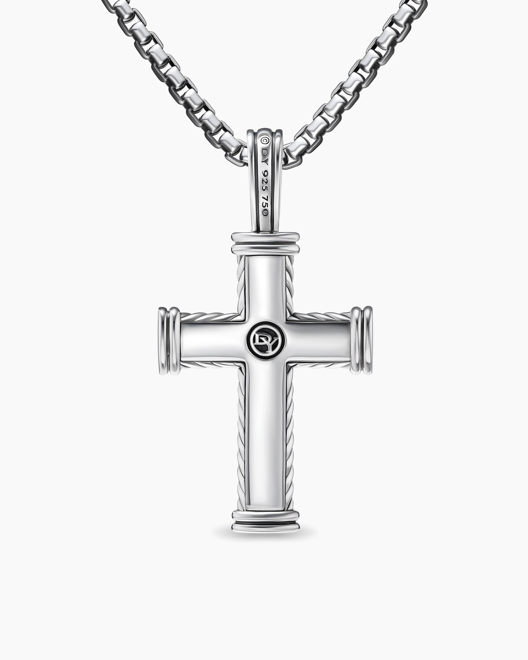 Chevron Cross Pendant in Sterling Silver with 18K Yellow Gold, 33mm - Image 4