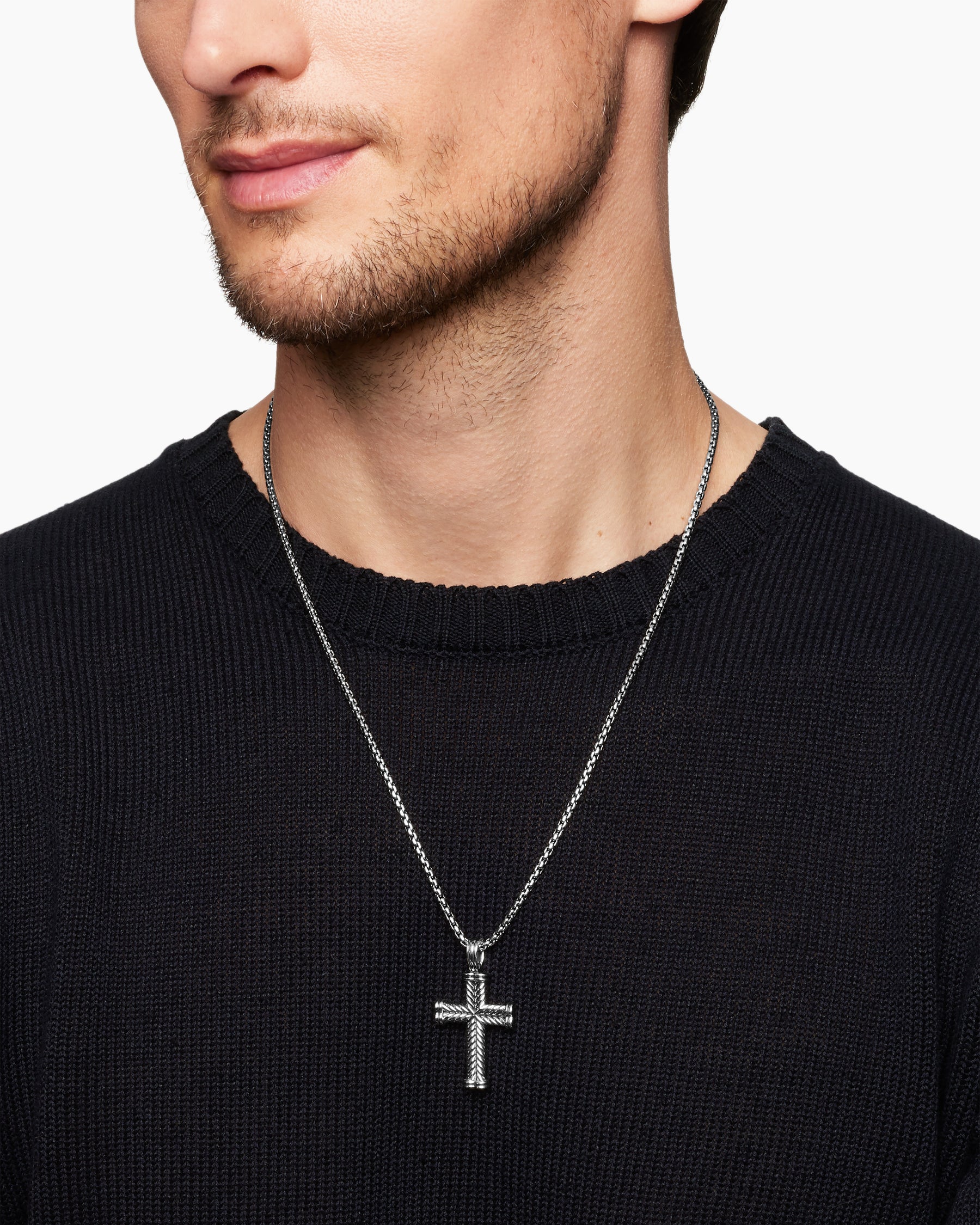 Alternative view of Chevron Cross Pendant in Sterling Silver, 33mm
