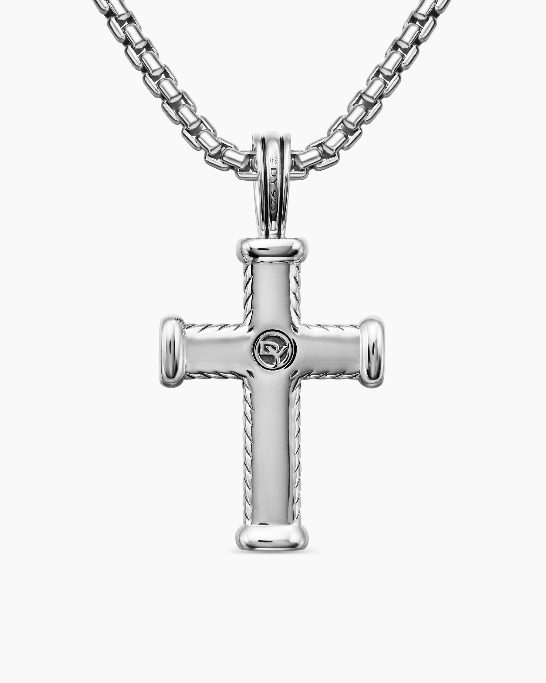 Chevron Cross Pendant in Sterling Silver with Diamonds, 33mm - Image 4