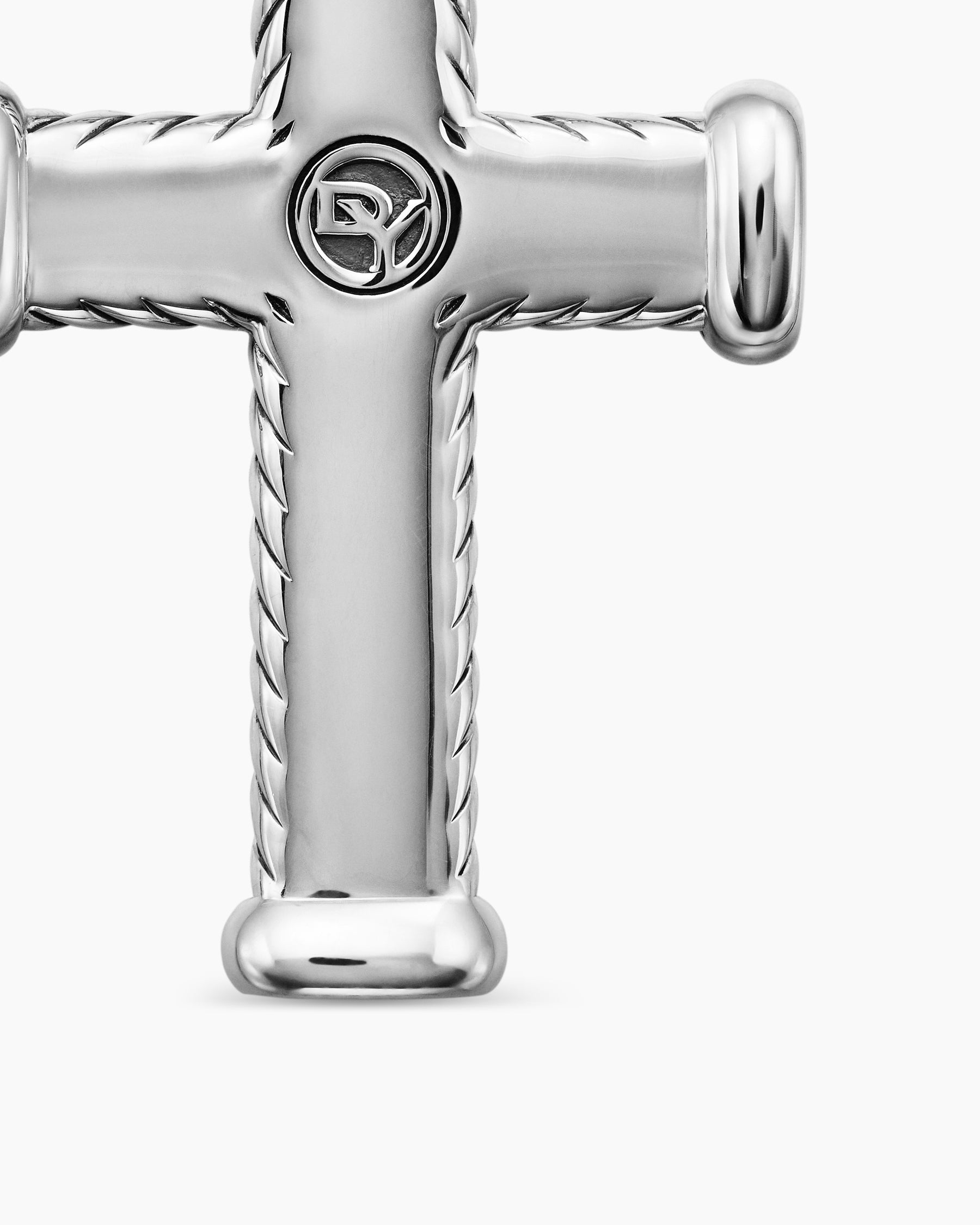 Chevron Cross Pendant in Sterling Silver with Diamonds, 33mm - Image 6