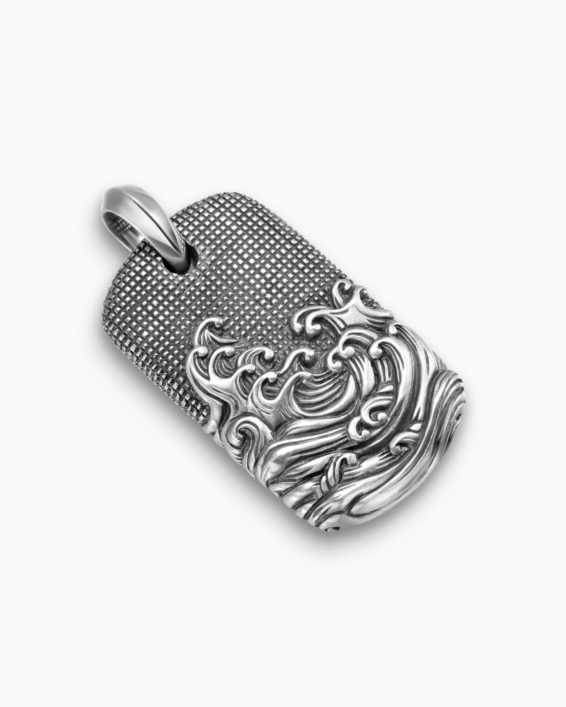 Waves Tag in Sterling Silver, 35mm - Image 3