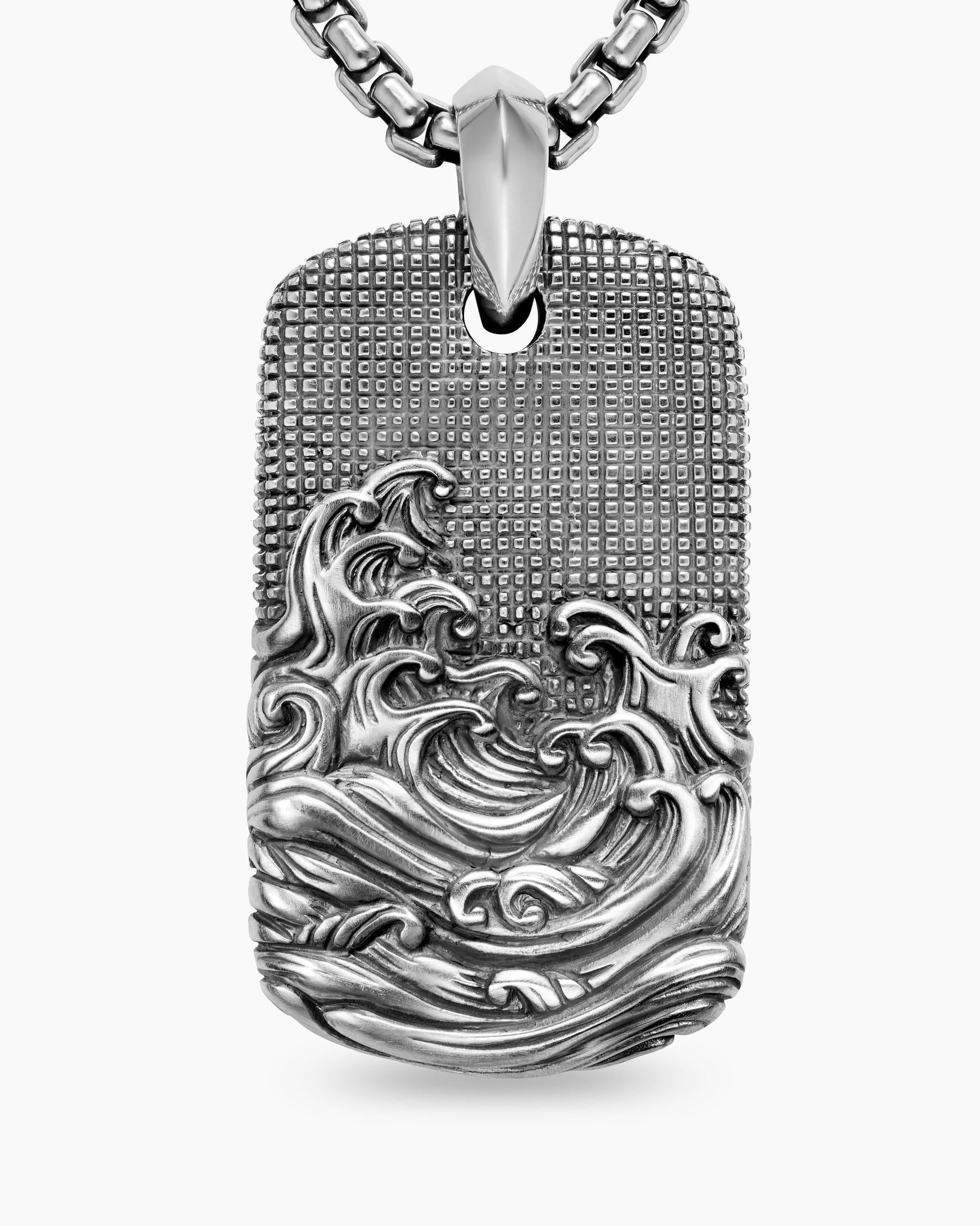 Waves Tag in Sterling Silver, 35mm - Image 5
