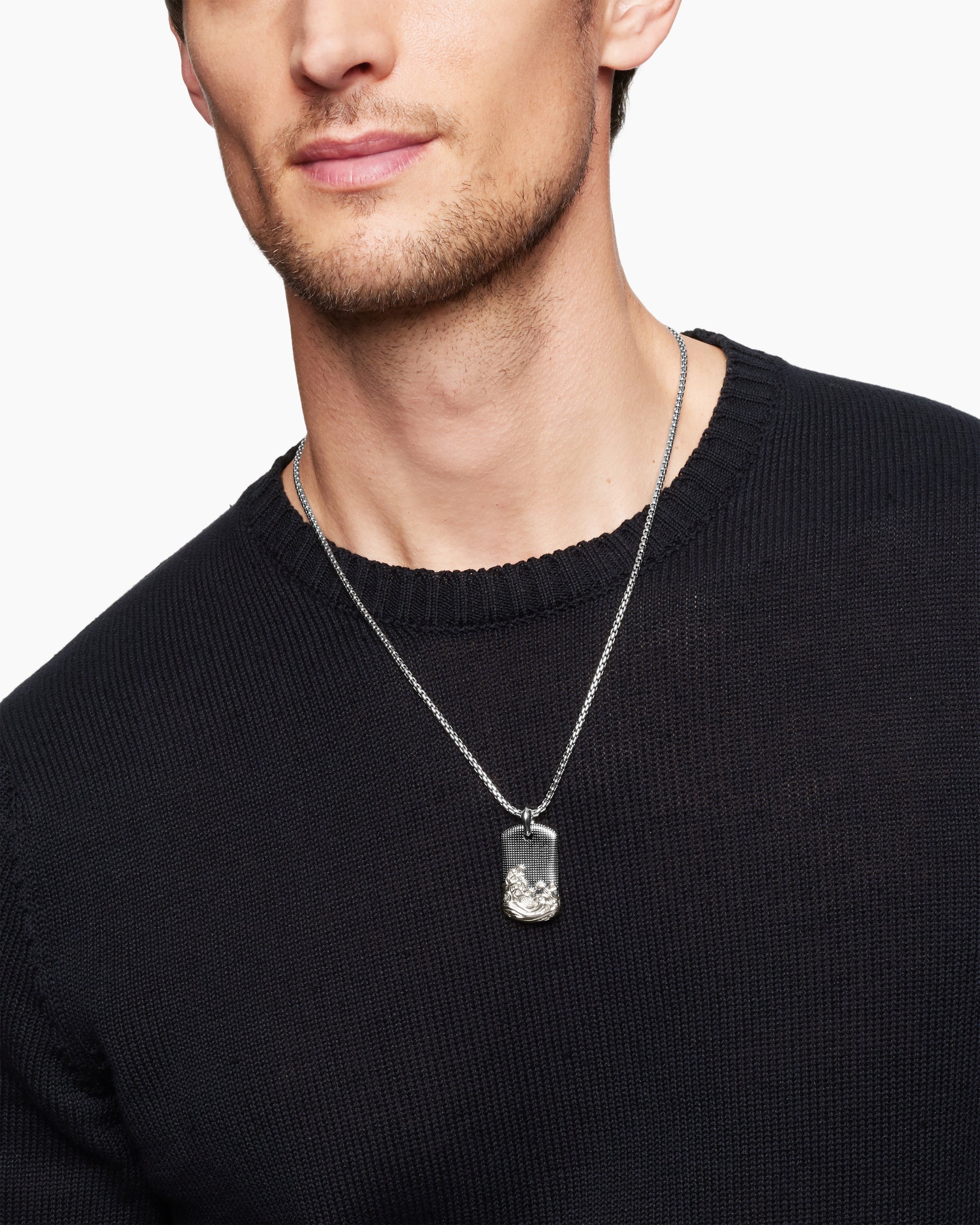 Alternative view of Waves Tag in Sterling Silver, 35mm