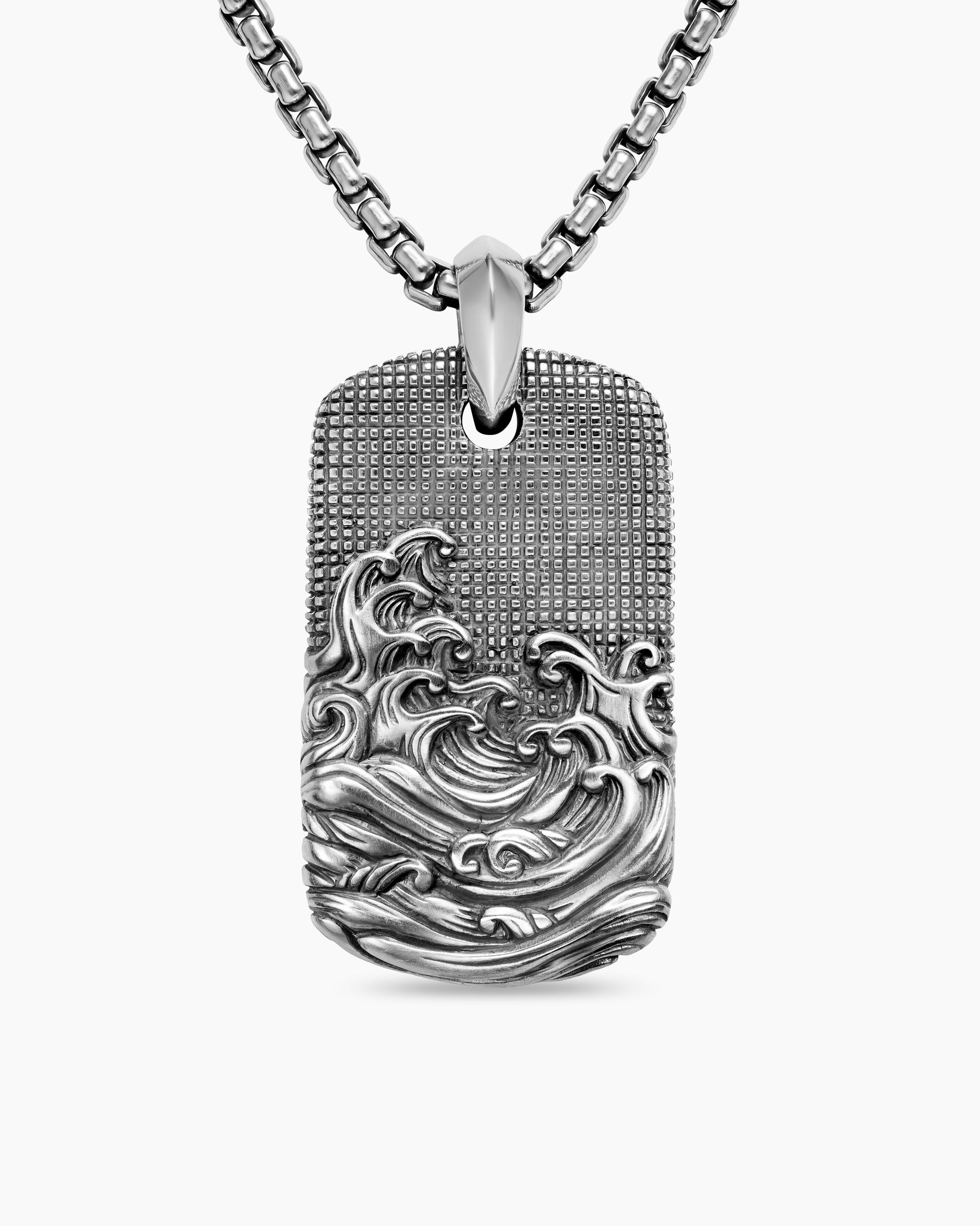 Waves Tag in Sterling Silver, 35mm