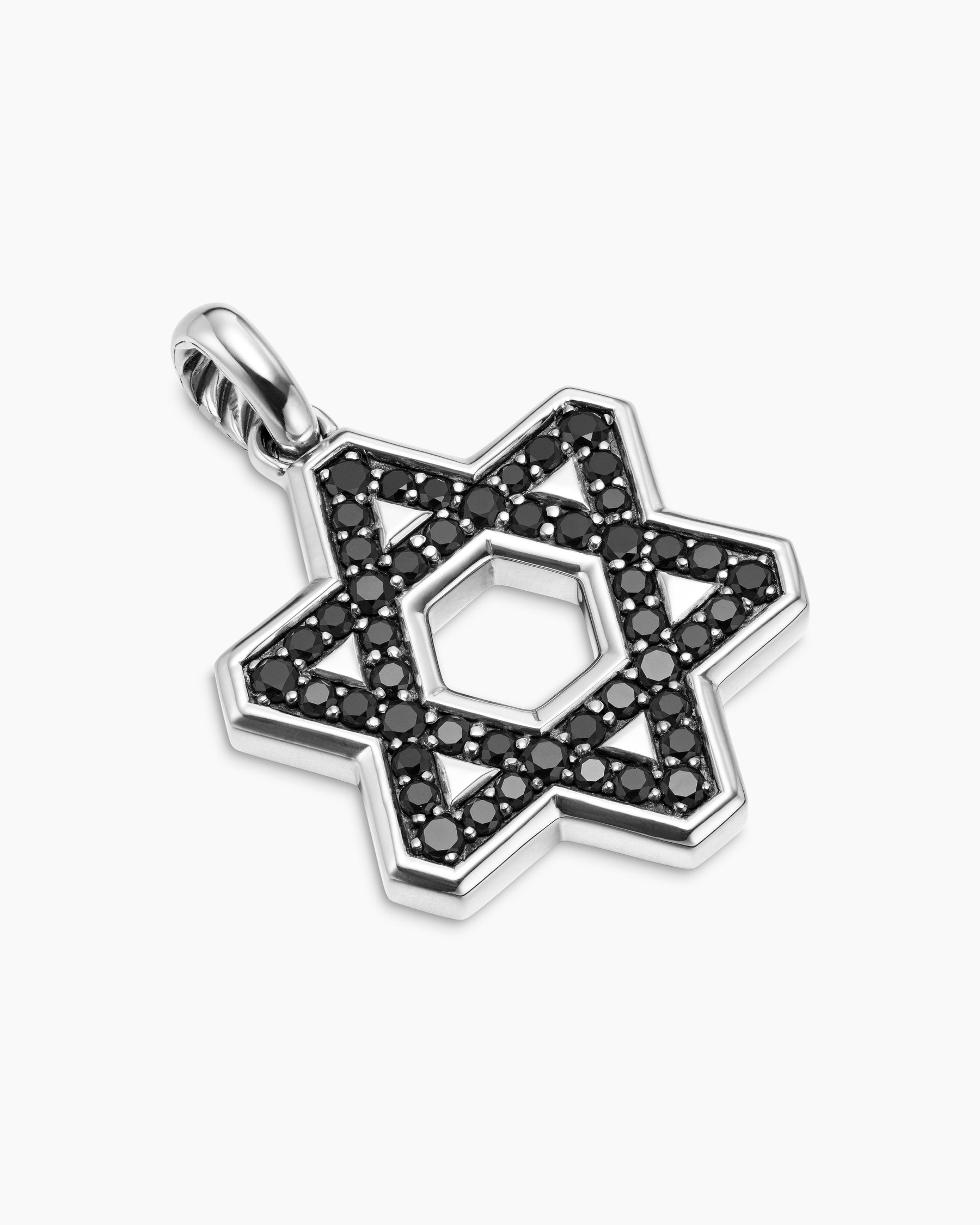Star of David Pendant in Sterling Silver with Black Diamonds, 25mm - Image 3