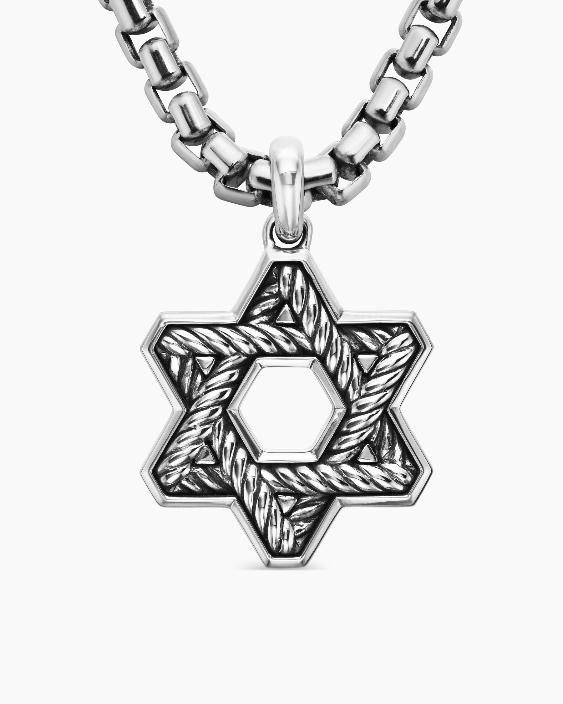 Star of David Pendant in Sterling Silver with Black Diamonds, 25mm - Image 4