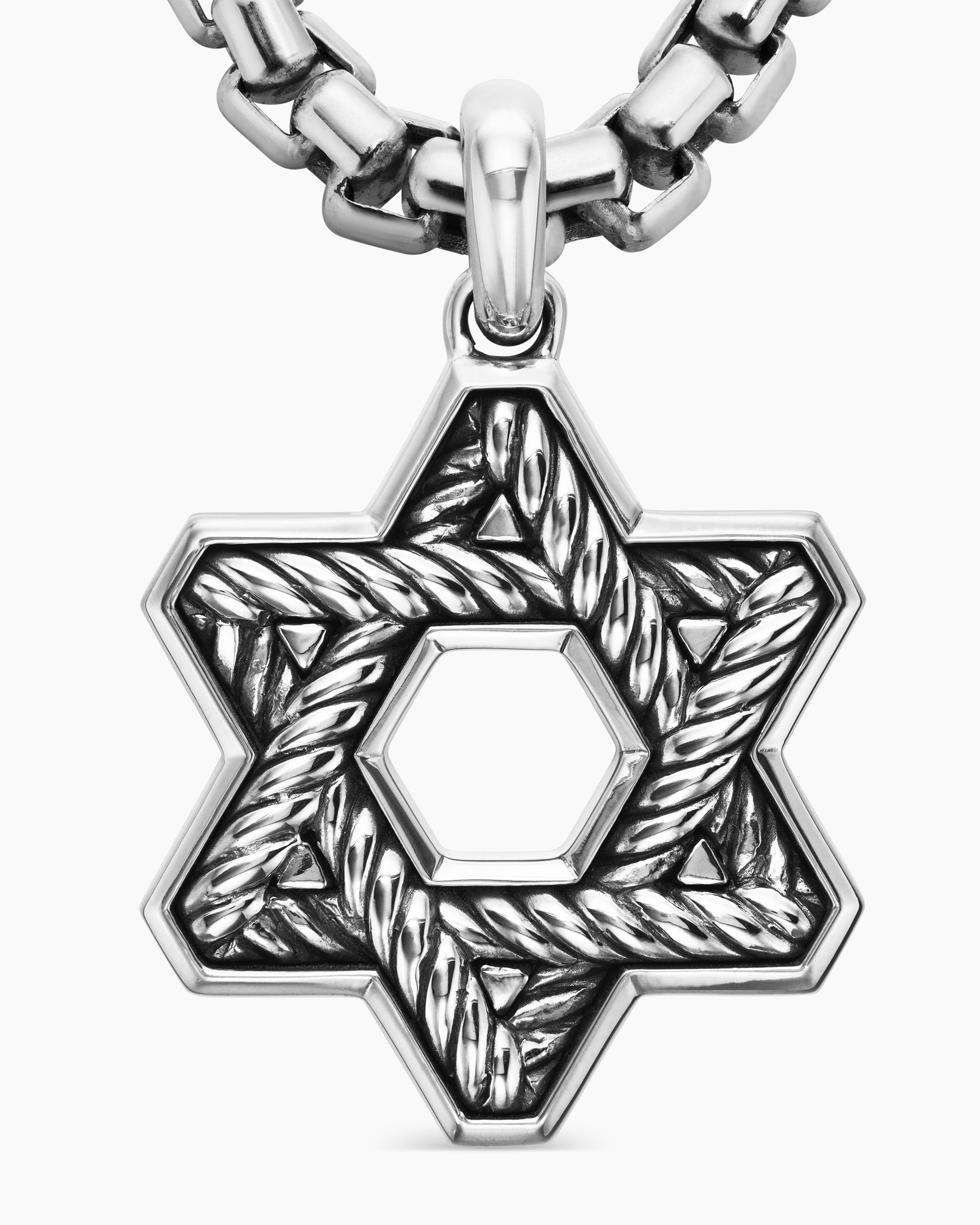 Star of David Pendant in Sterling Silver with Black Diamonds, 25mm - Image 5
