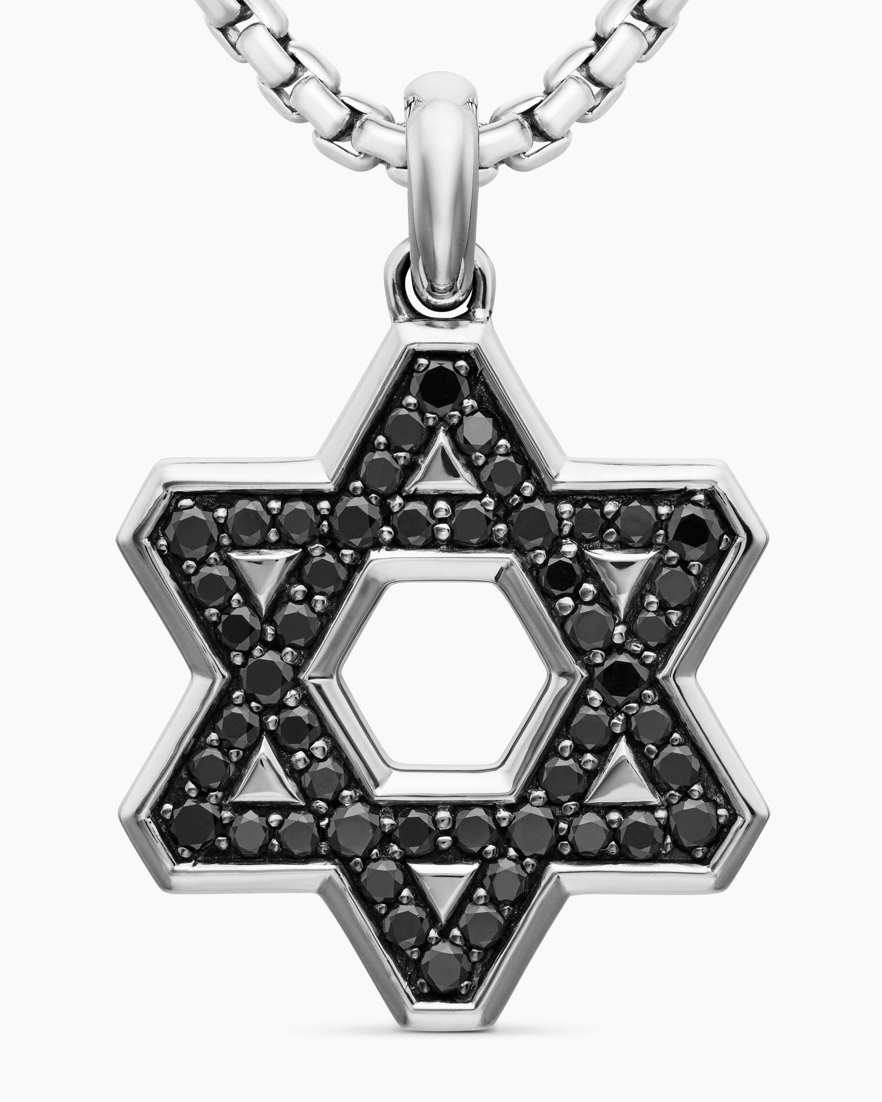 Star of David Pendant in Sterling Silver with Black Diamonds, 25mm - Image 6