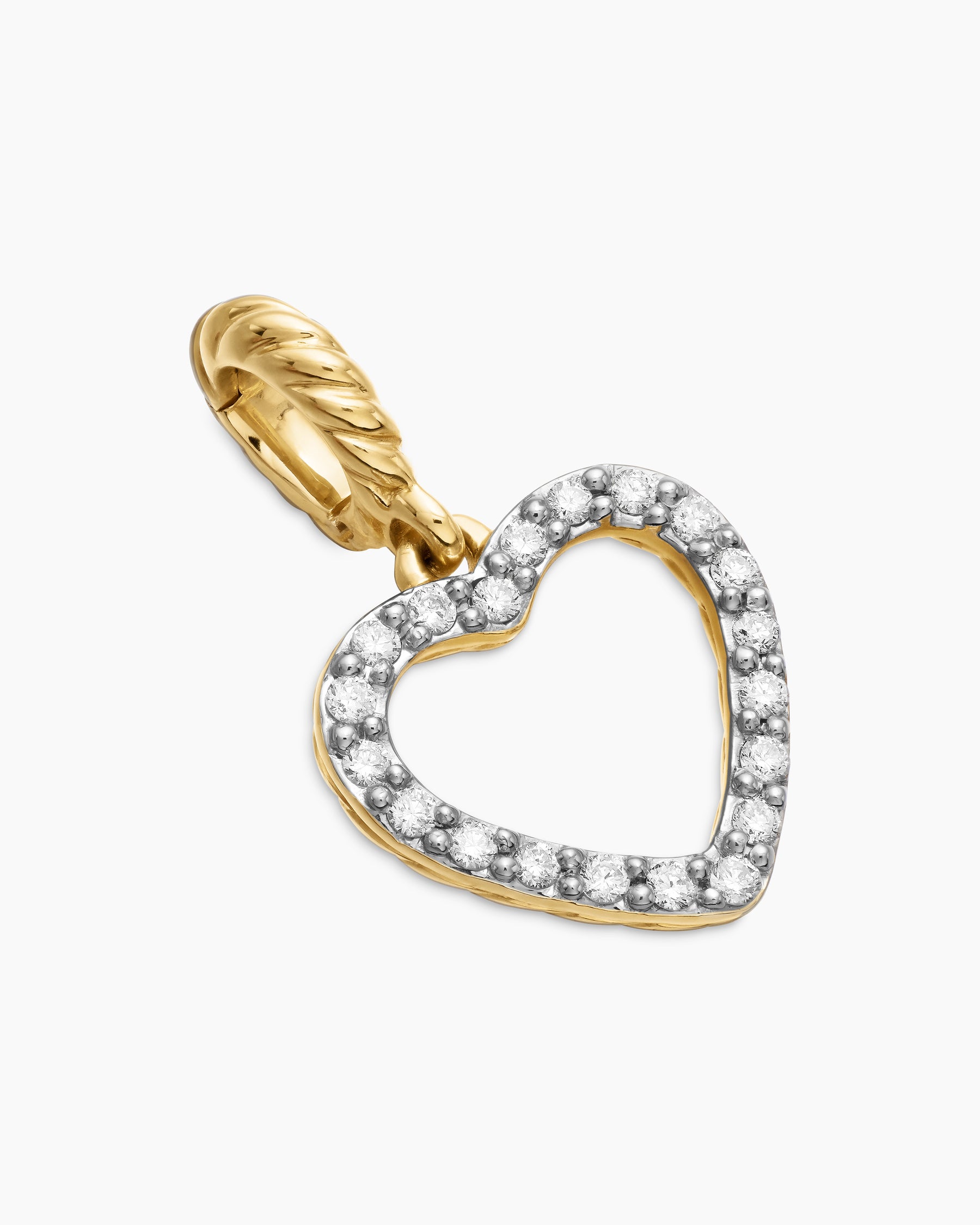 Heart Amulet in 18K Yellow Gold with Diamonds, 11mm - Image 3