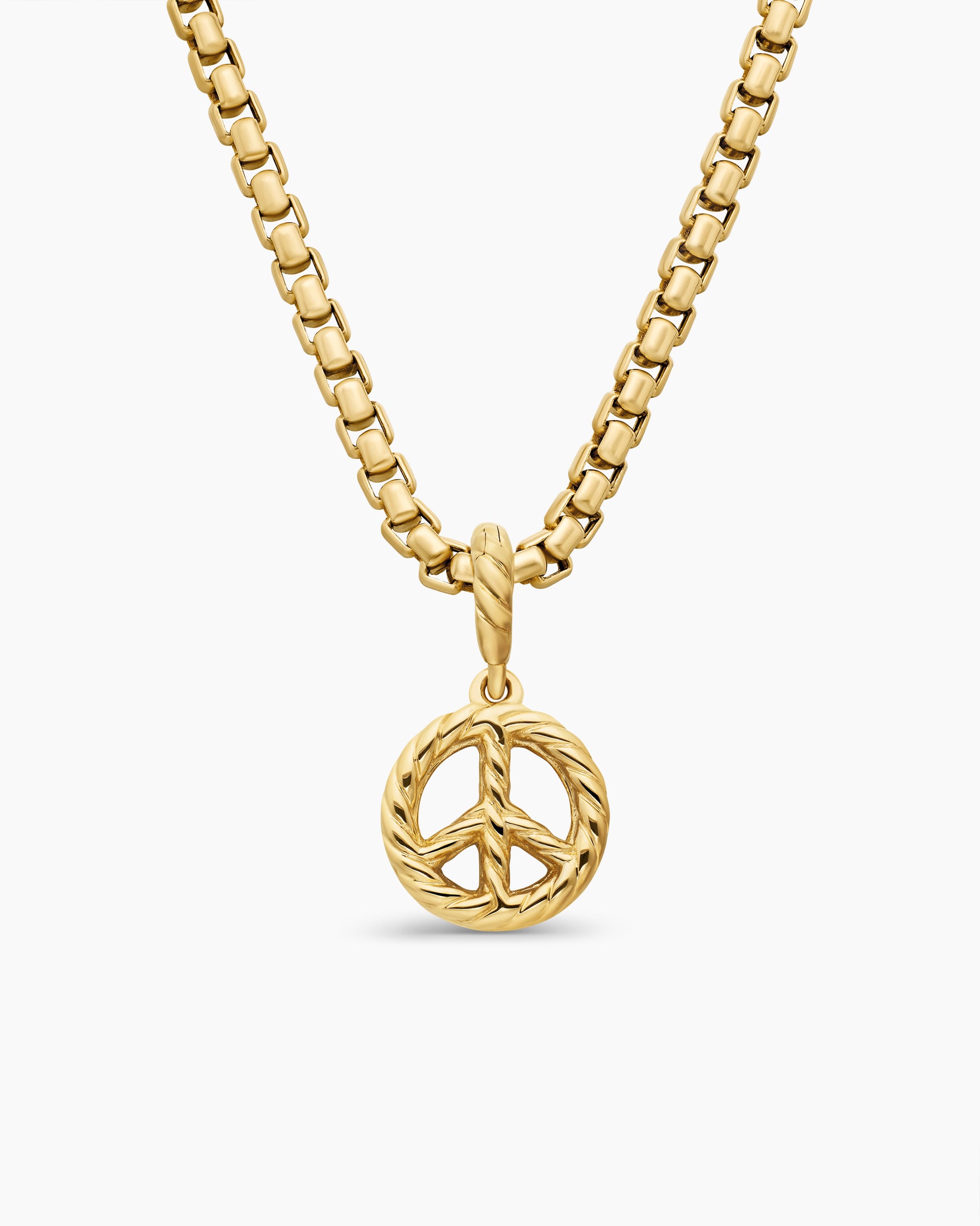 Peace Sign Amulet in 18K Yellow Gold with Diamonds, 11mm - Image 4
