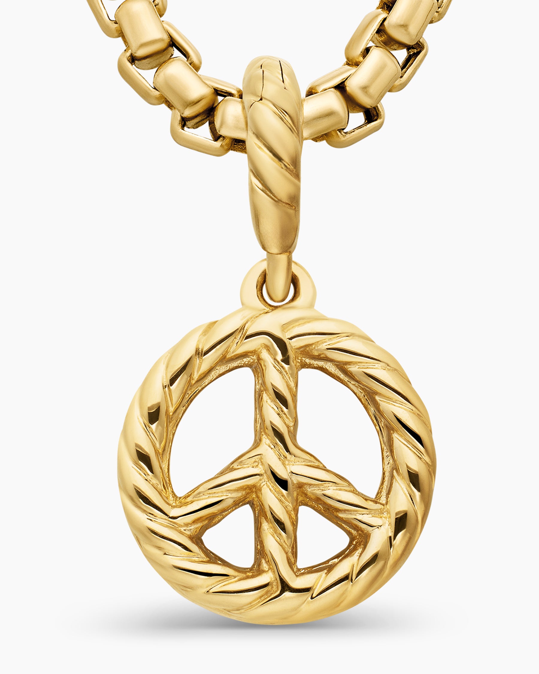 Peace Sign Amulet in 18K Yellow Gold with Diamonds, 11mm - Image 6