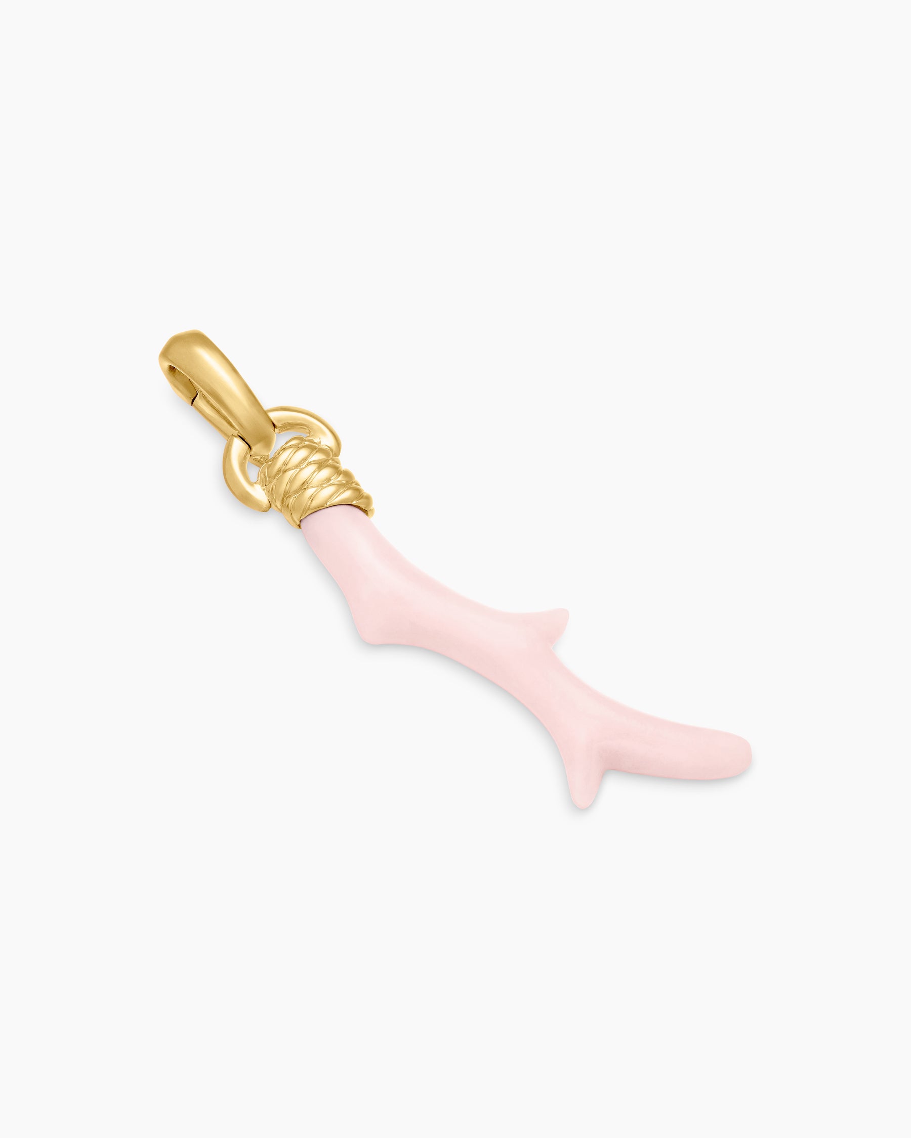 Coral Amulet with Pink Opal and 18K Yellow Gold, 31mm - Image 3