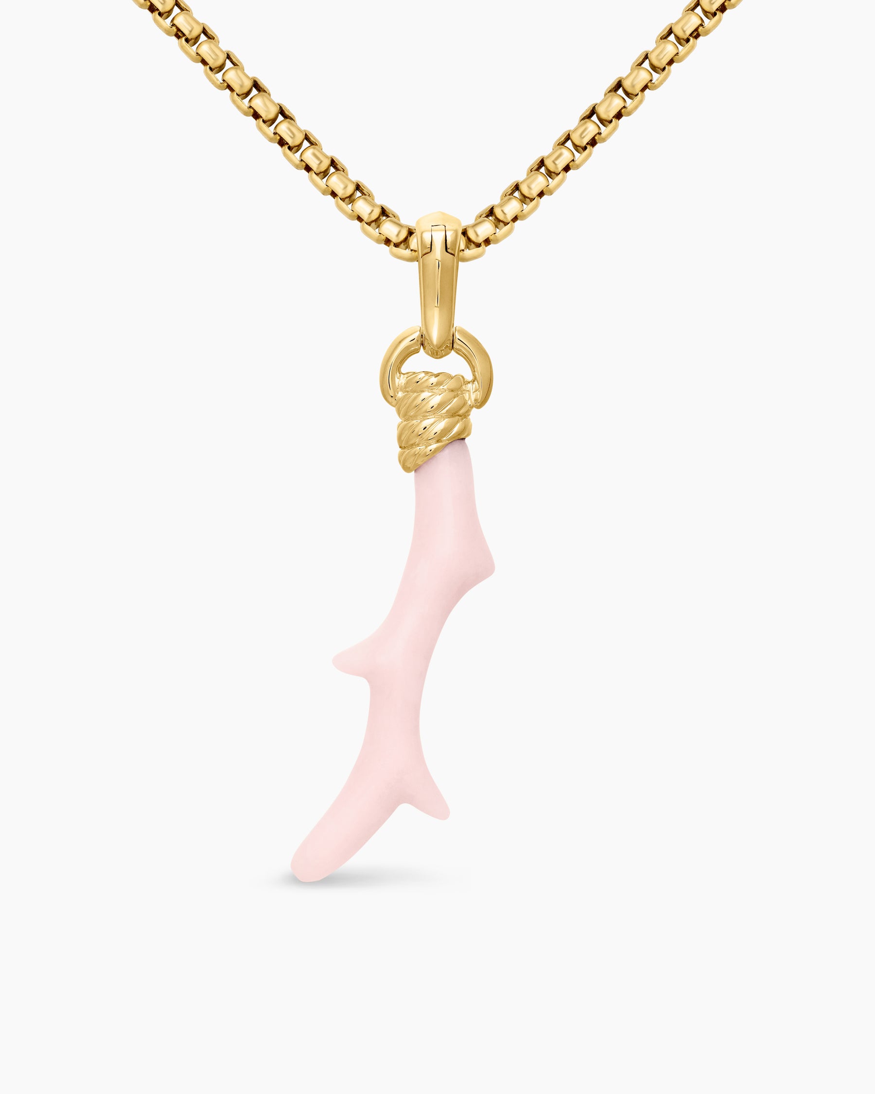 Coral Amulet with Pink Opal and 18K Yellow Gold, 31mm - Image 4