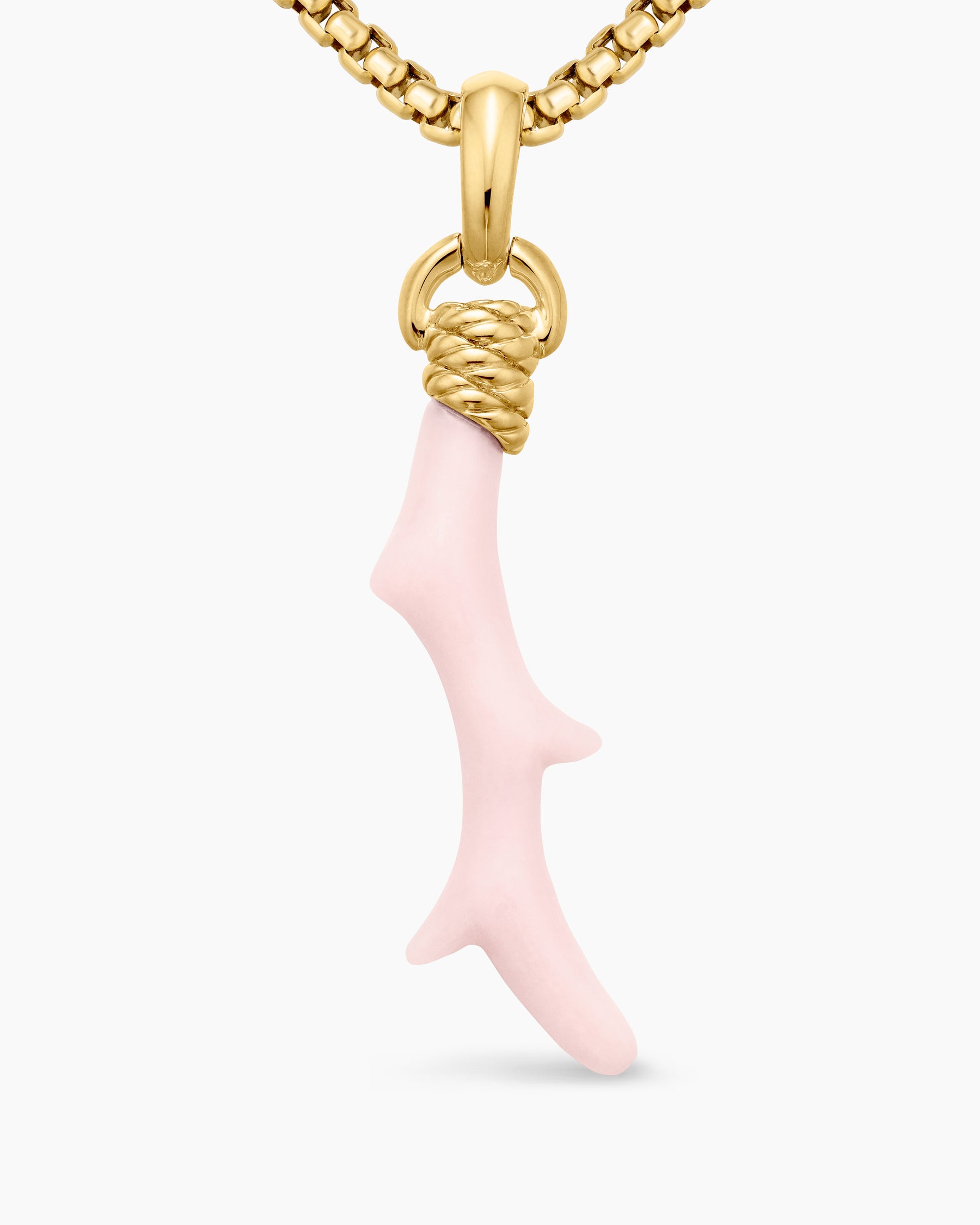 Coral Amulet with Pink Opal and 18K Yellow Gold, 31mm - Image 5