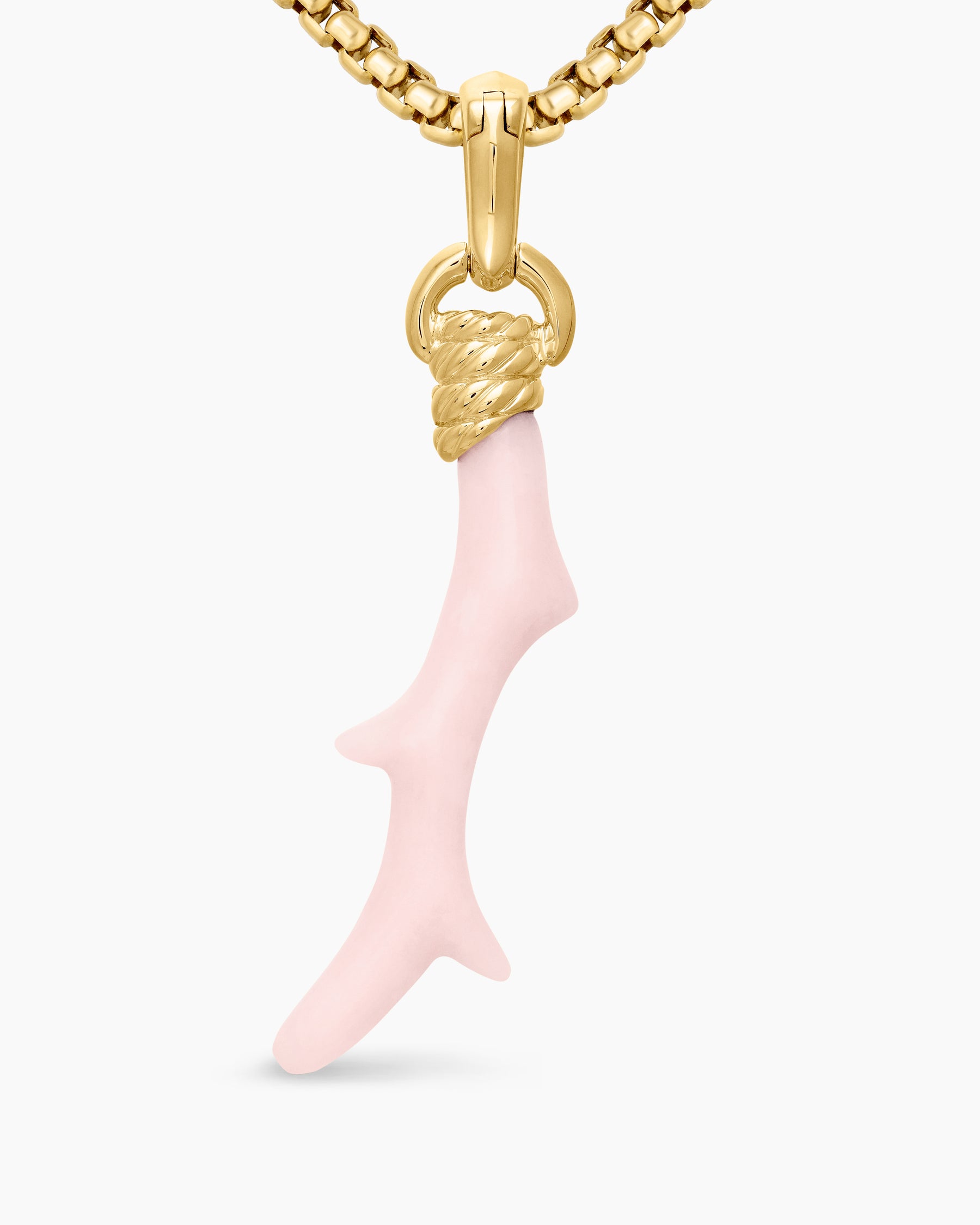 Coral Amulet with Pink Opal and 18K Yellow Gold, 31mm - Image 6