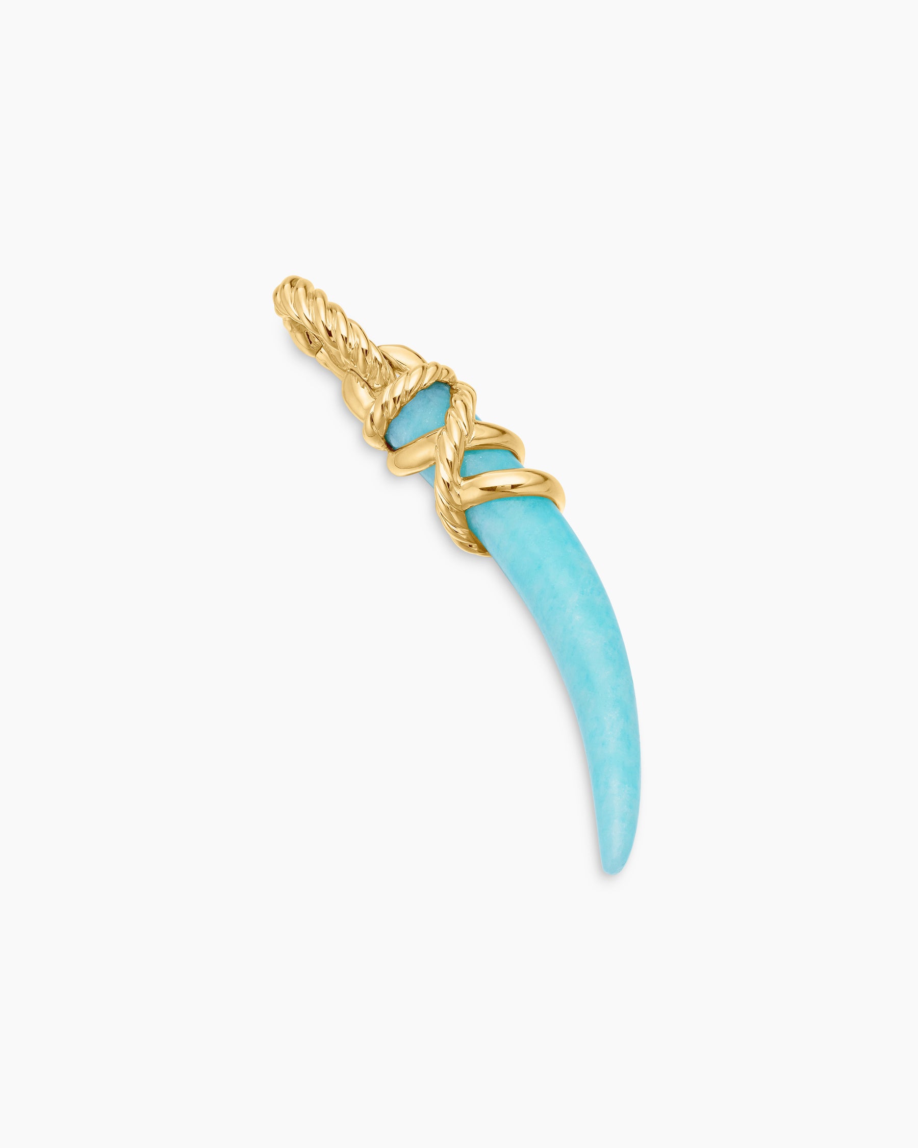 Tusk Amulet with Amazonite and 18K Yellow Gold, 31mm - Image 3