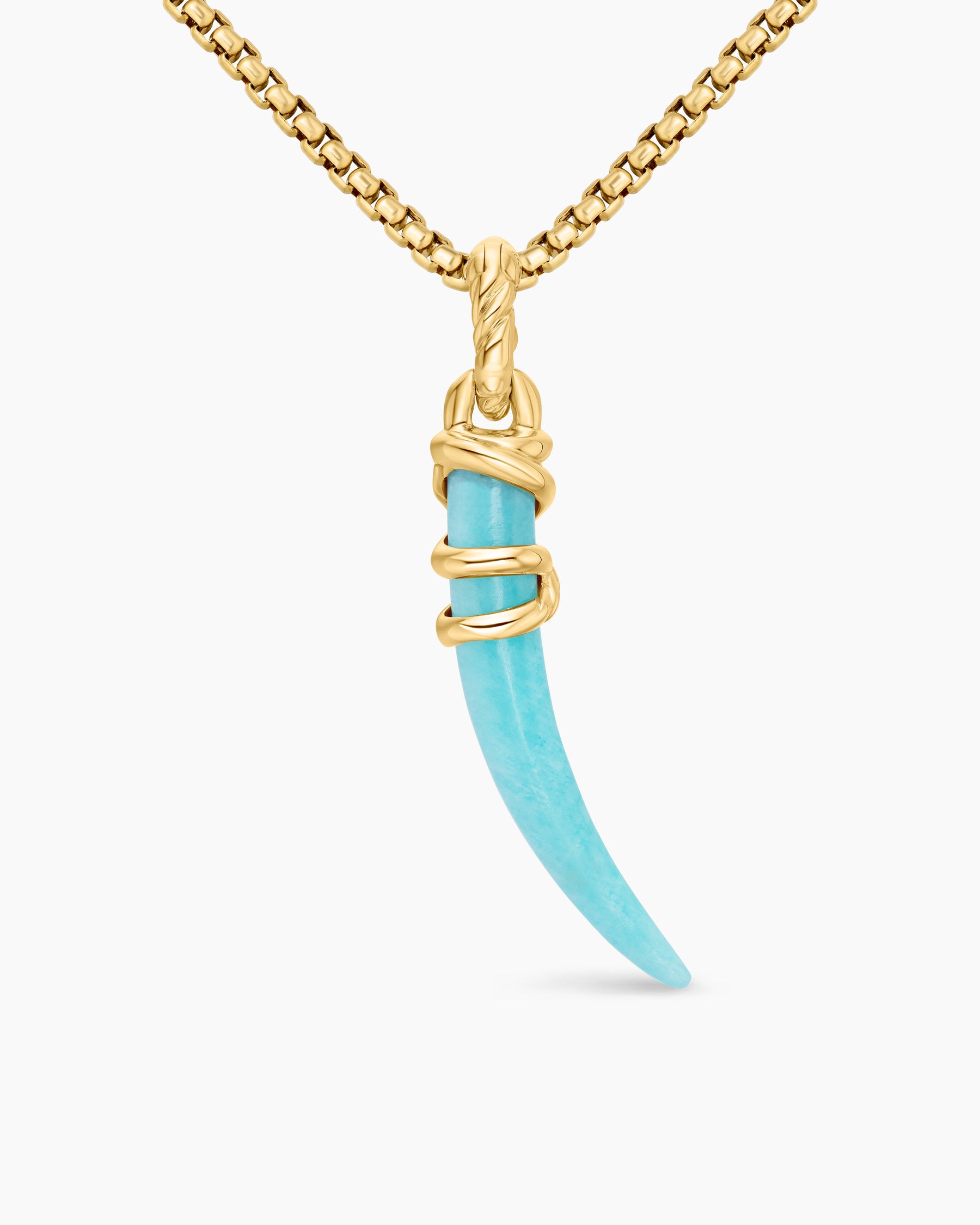 Tusk Amulet with Amazonite and 18K Yellow Gold, 31mm - Image 4
