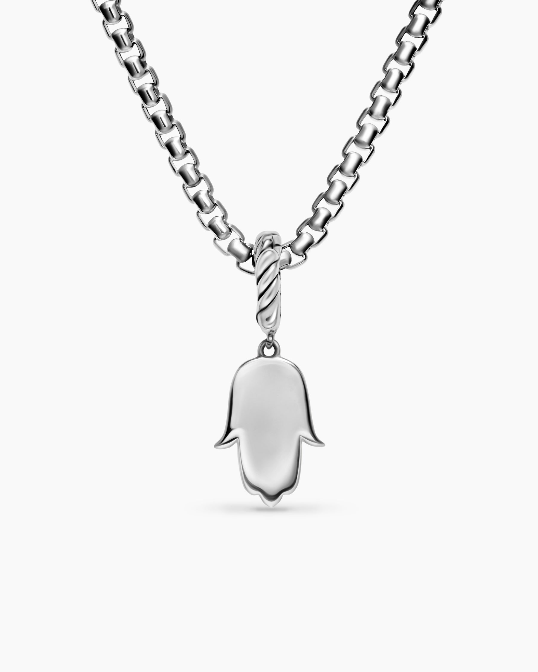 Hamsa Amulet in Sterling Silver with Center Diamond, 15.8mm - Image 4