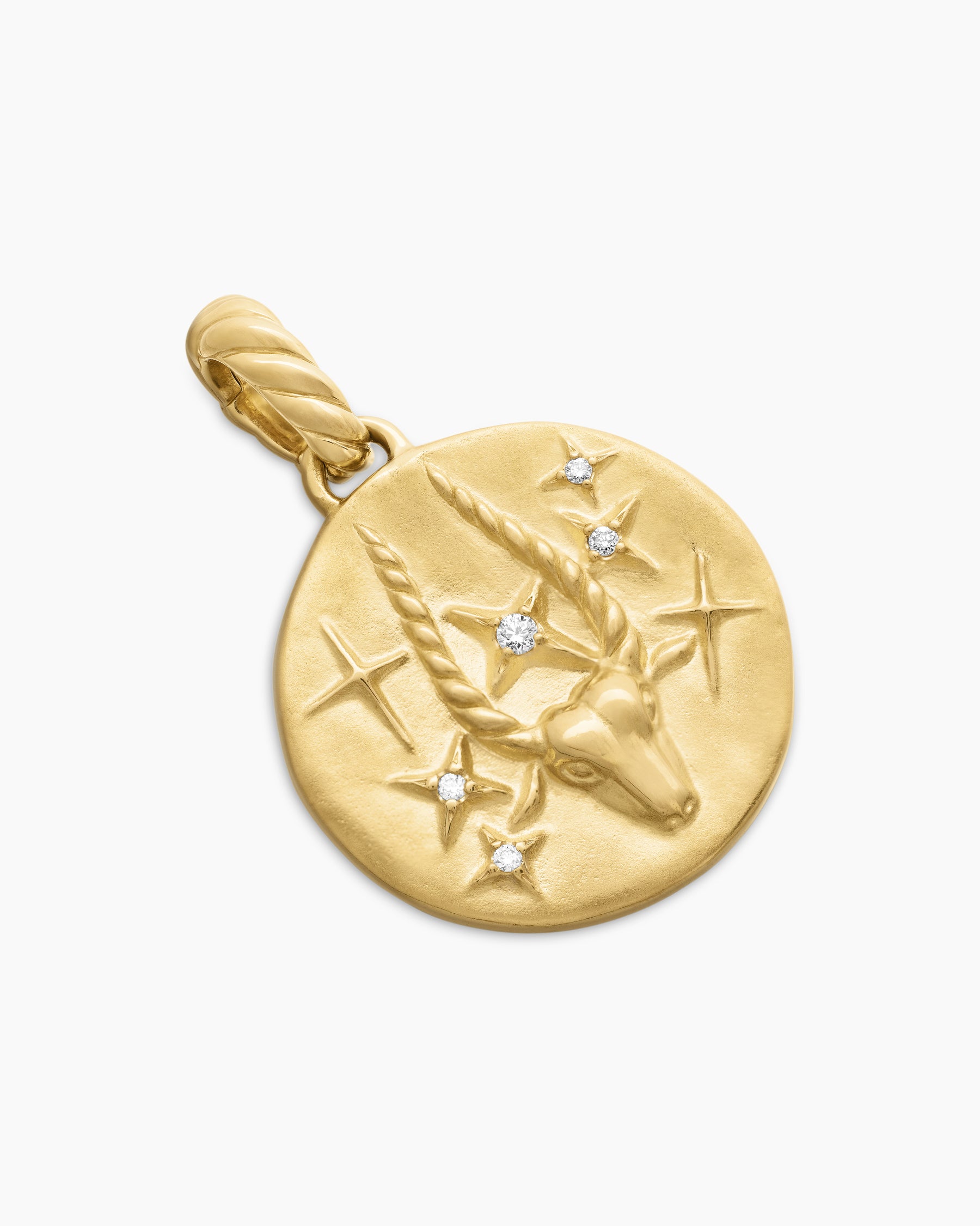 Capricorn Amulet in 18K Yellow Gold with Diamonds, 19mm - Image 3