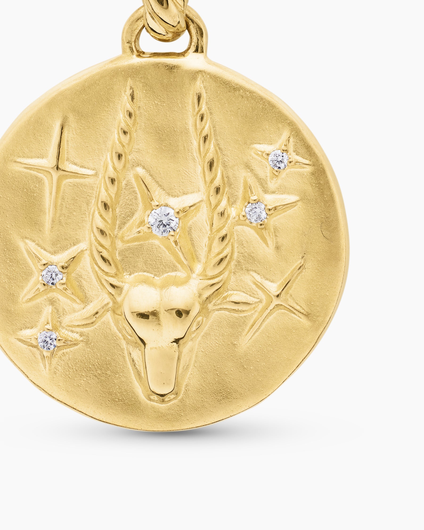 Capricorn Amulet in 18K Yellow Gold with Diamonds, 19mm - Image 5
