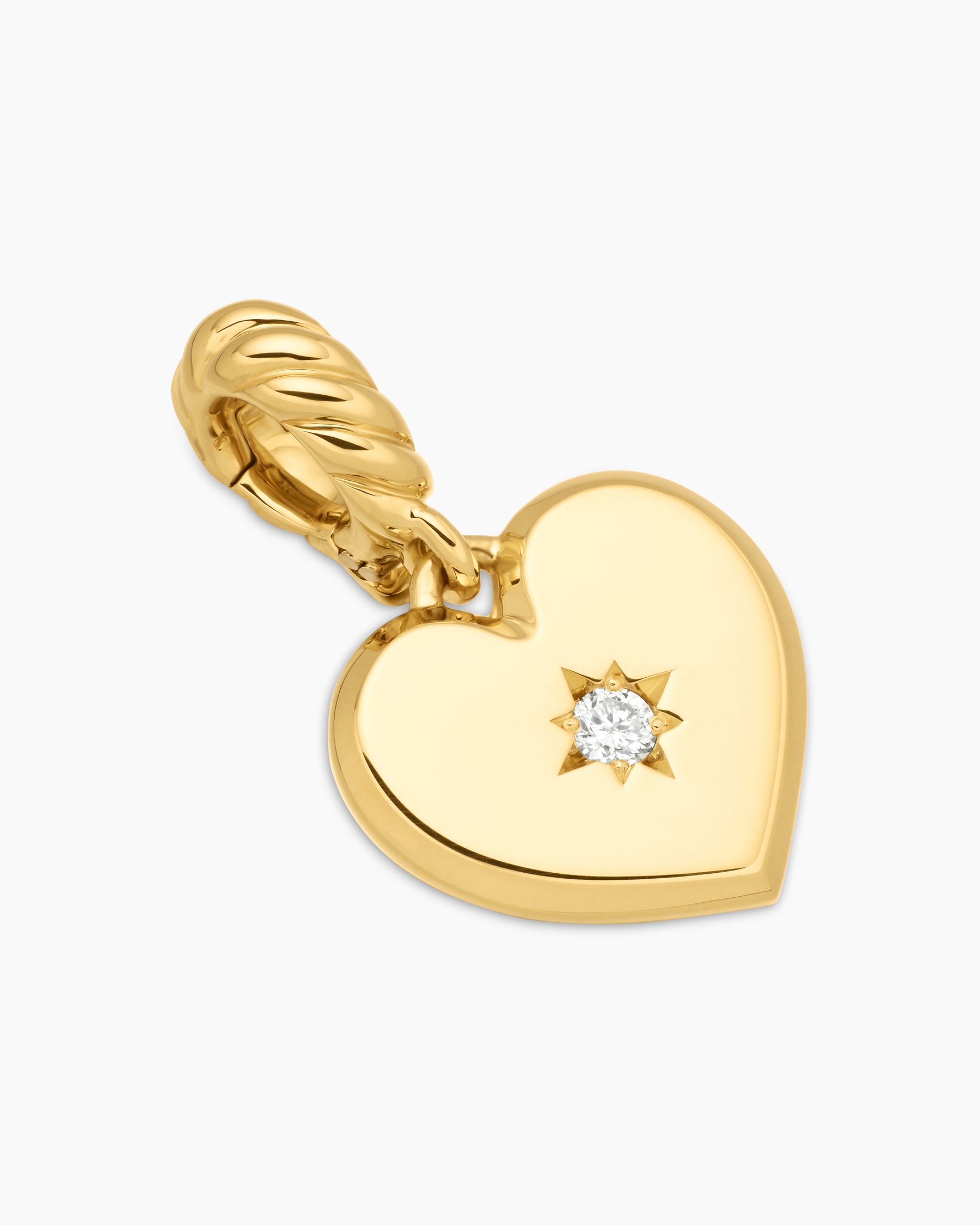 Compass Heart Amulet in 18K Yellow Gold with Center Diamond, 11.3mm - Image 3