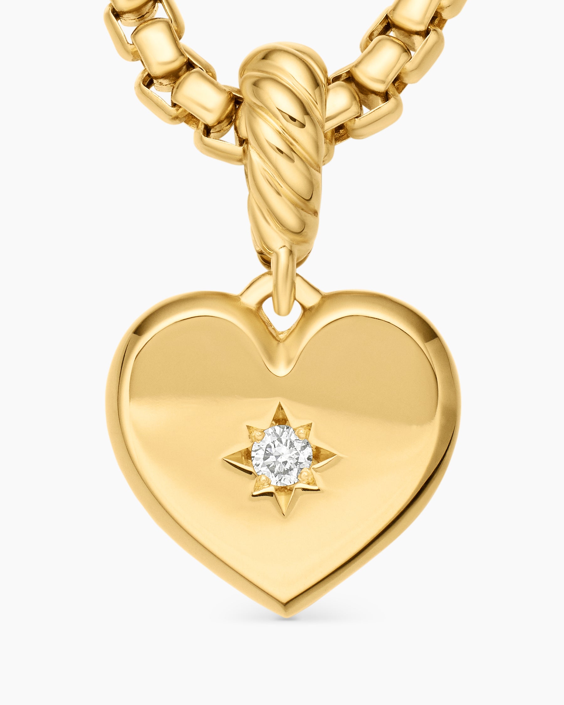Compass Heart Amulet in 18K Yellow Gold with Center Diamond, 11.3mm - Image 5