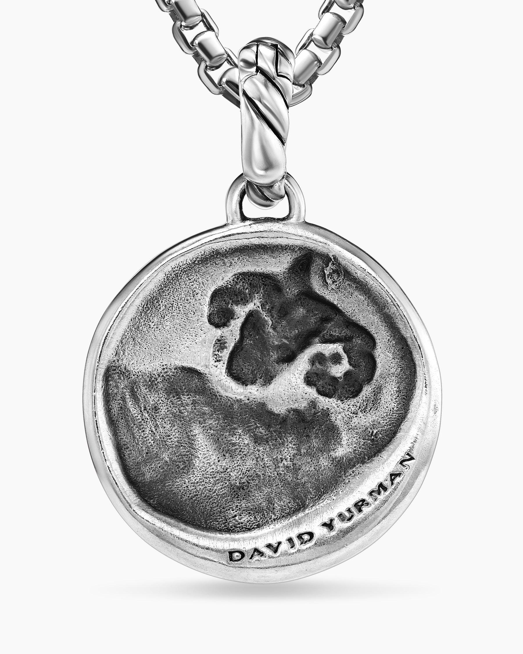 Aries Amulet in Sterling Silver with 18K Yellow Gold and Diamonds, 19mm - Image 6