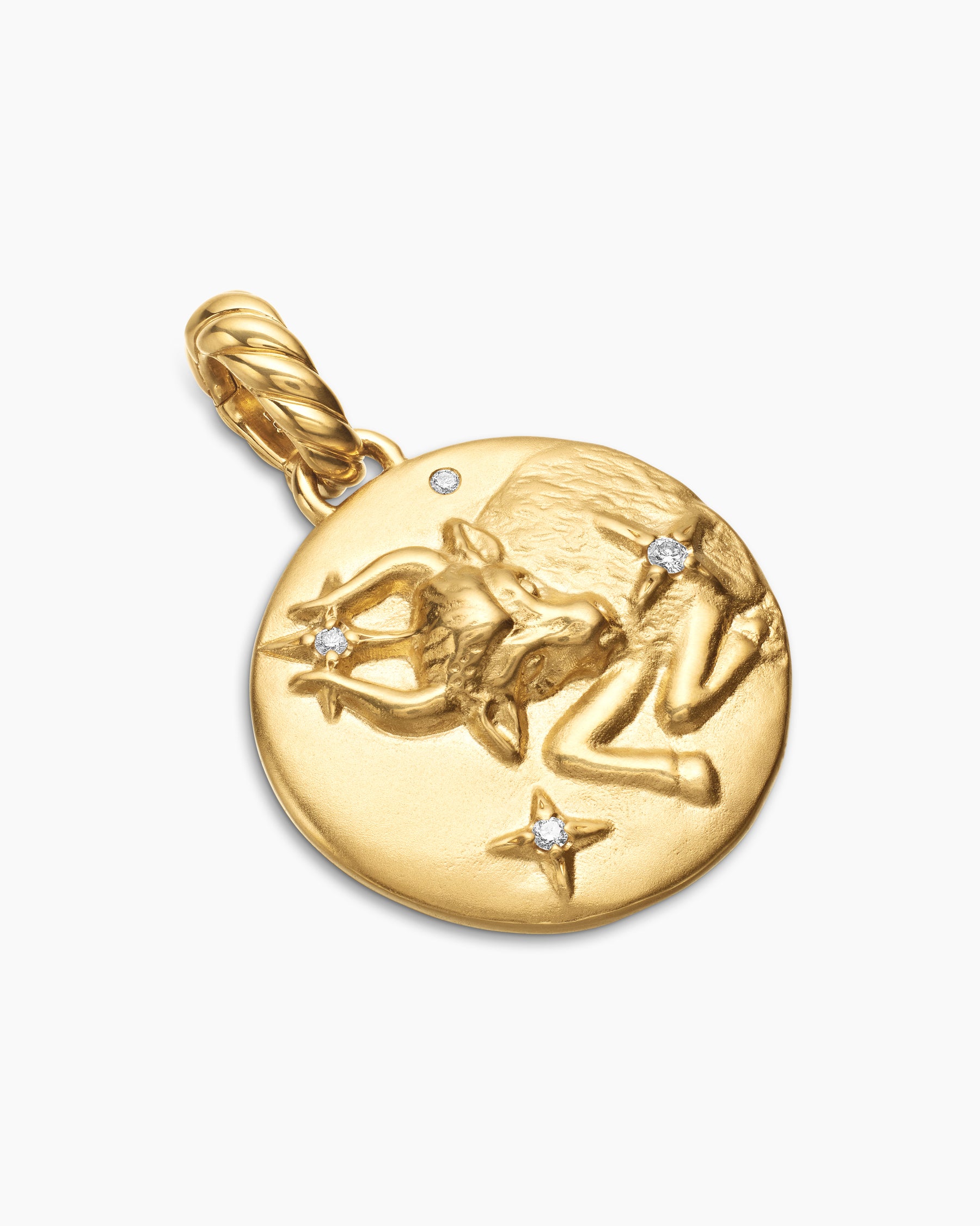 Taurus Amulet in 18K Yellow Gold with Diamonds, 19mm - Image 3