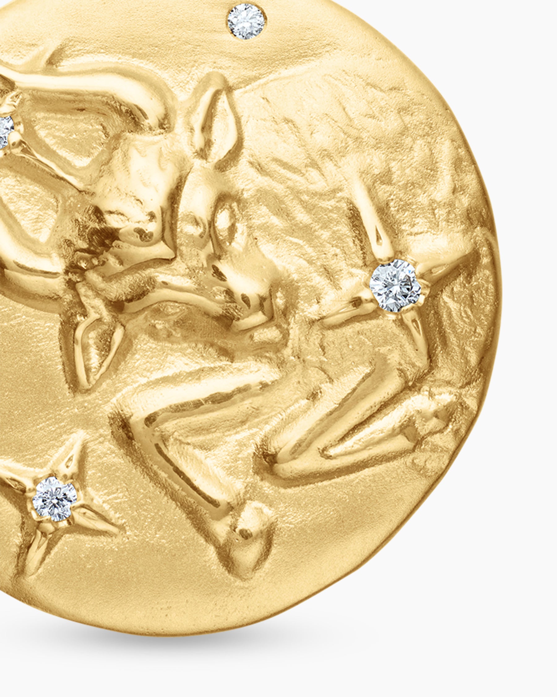 Taurus Amulet in 18K Yellow Gold with Diamonds, 19mm - Image 5