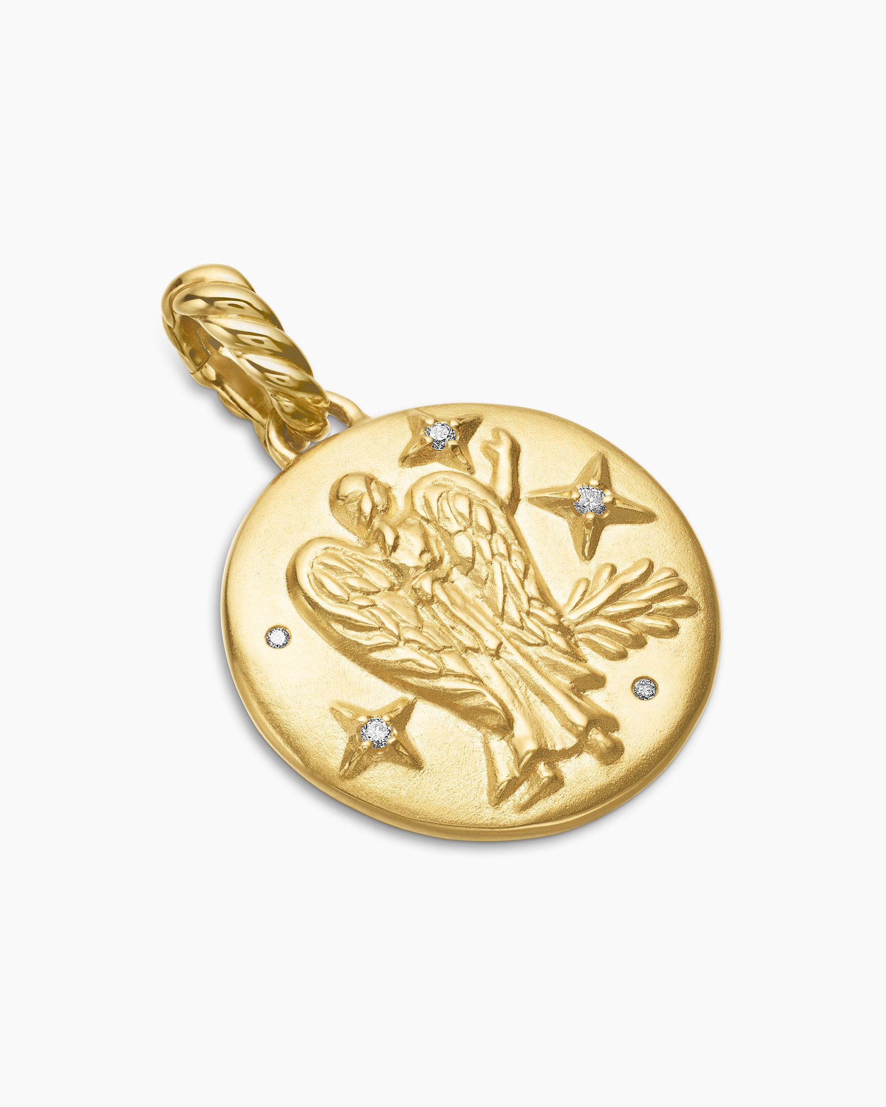 Virgo Amulet in 18K Yellow Gold with Diamonds, 19mm - Image 3