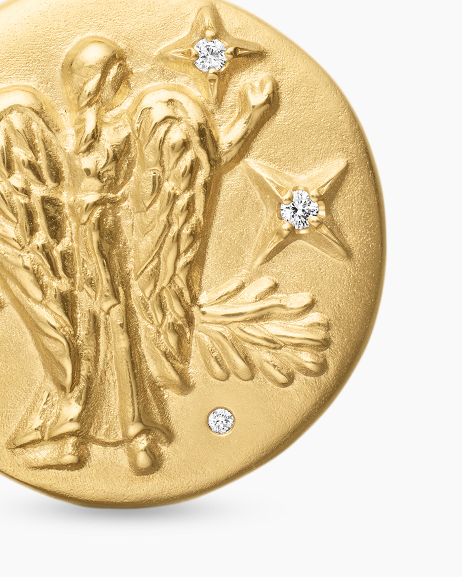 Virgo Amulet in 18K Yellow Gold with Diamonds, 19mm - Image 5