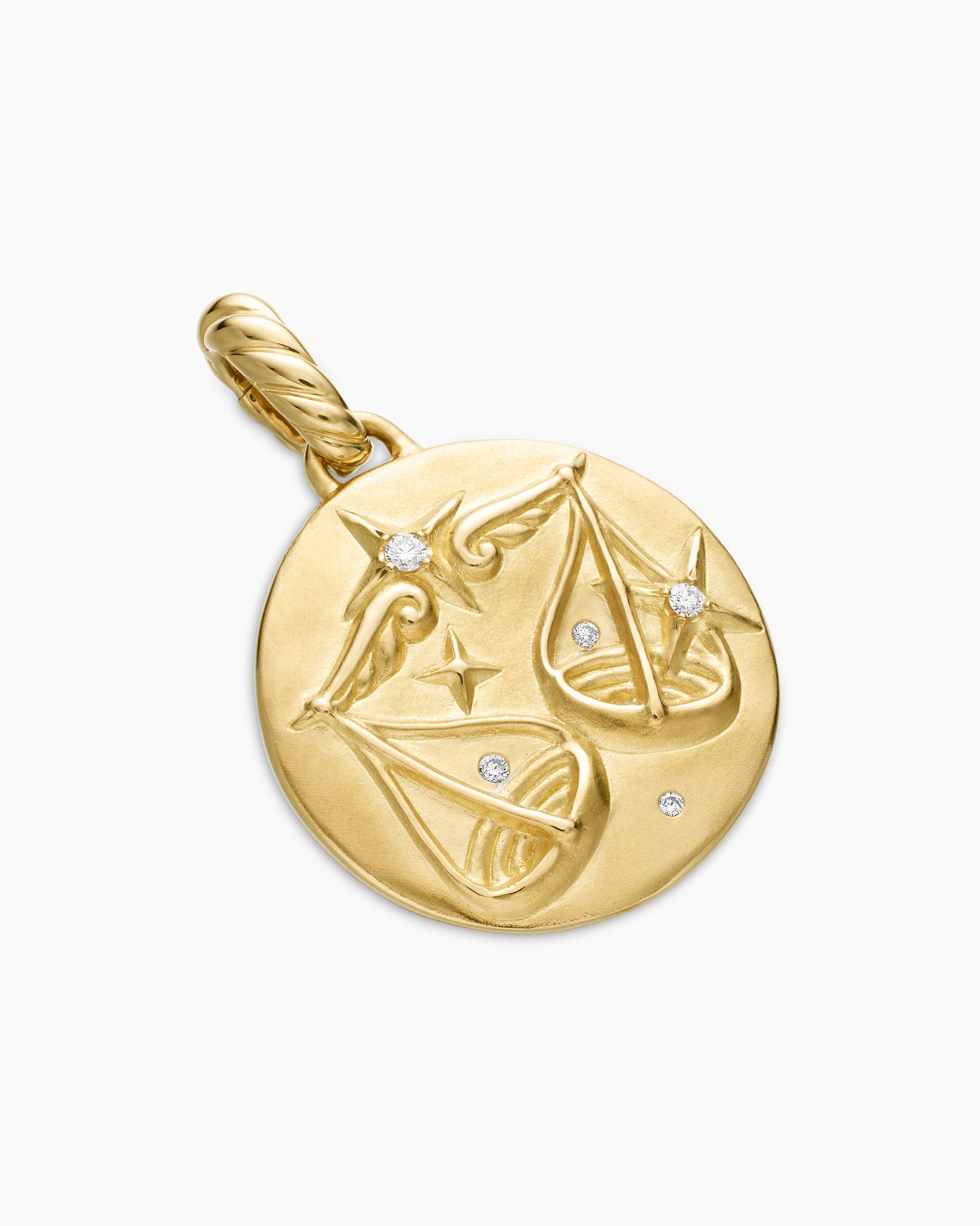 Libra Amulet in 18K Yellow Gold with Diamonds, 19mm - Image 3